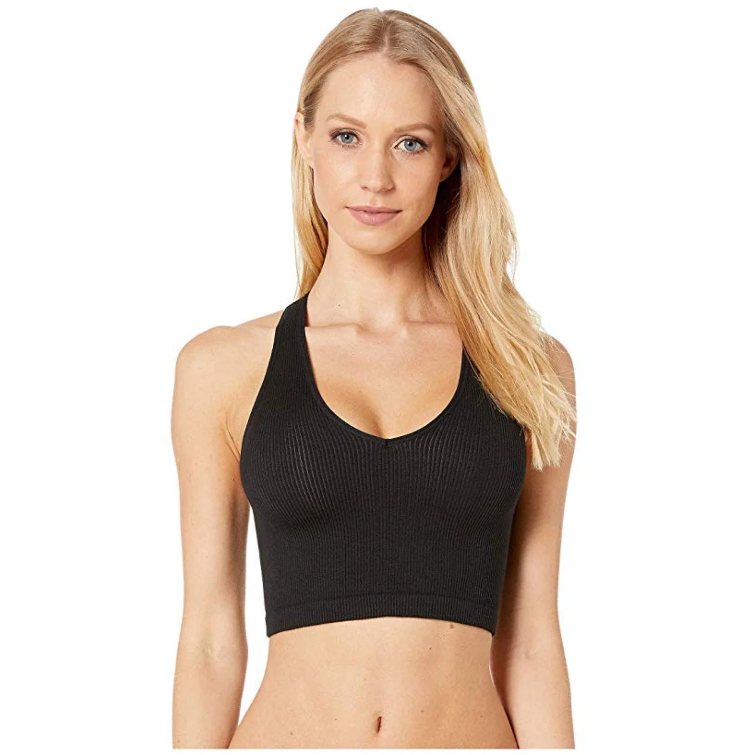 Free People FP Movement Free Throw Tank Top Women's Black Rib Cropped DSGL335