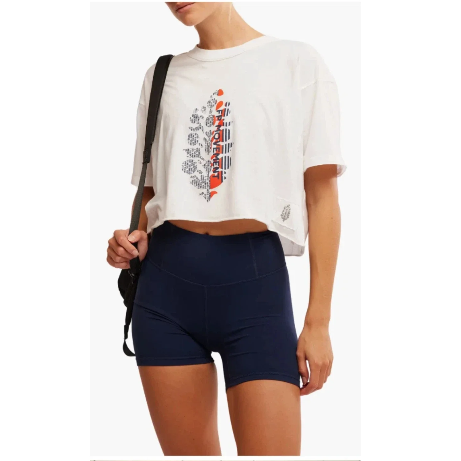Free People FP Movement Inspire Buti Top Women's White Graphic Cropped DSGL13