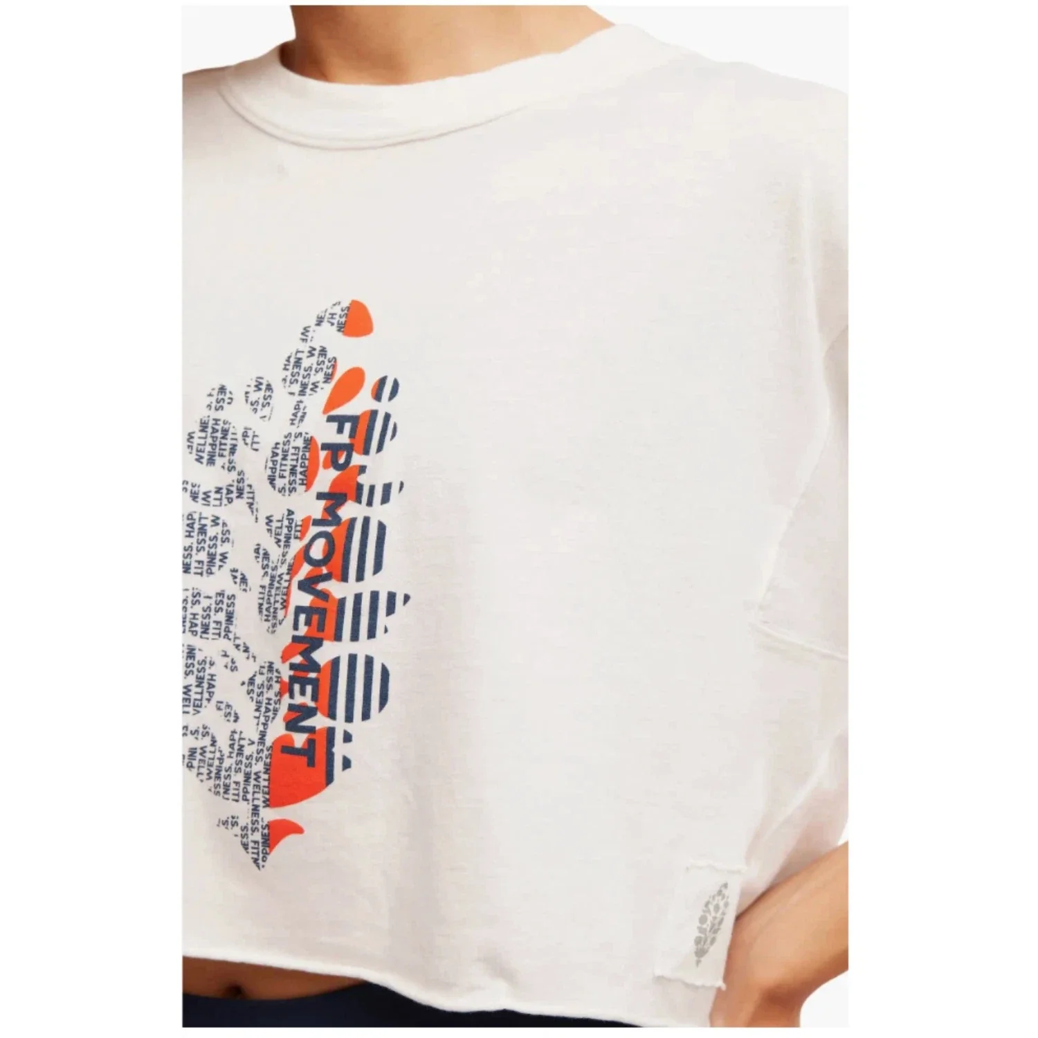 Free People FP Movement Inspire Buti Top Women's White Graphic Cropped DSGL13 - Image 4