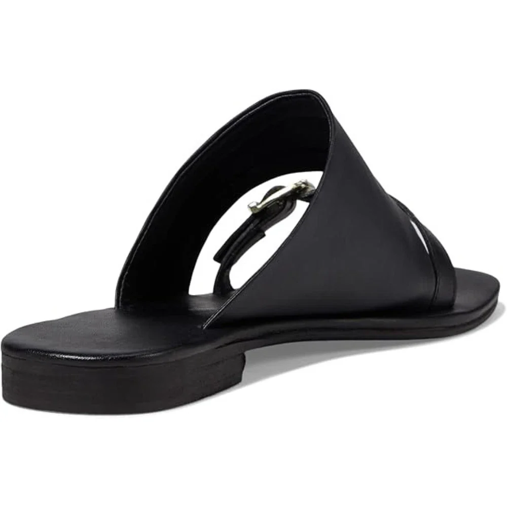 Free People Mila Minimal Sandals Women's  Black Leather Square Toe HTAT942 - Image 3