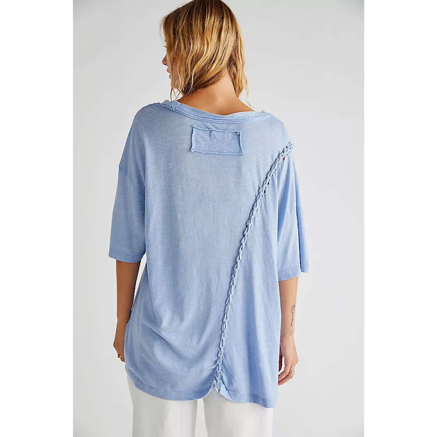 Free People Moonlit T-Shirt Women's Rock Crystal Braided Dolman Sleeve DDR2439 - Image 5