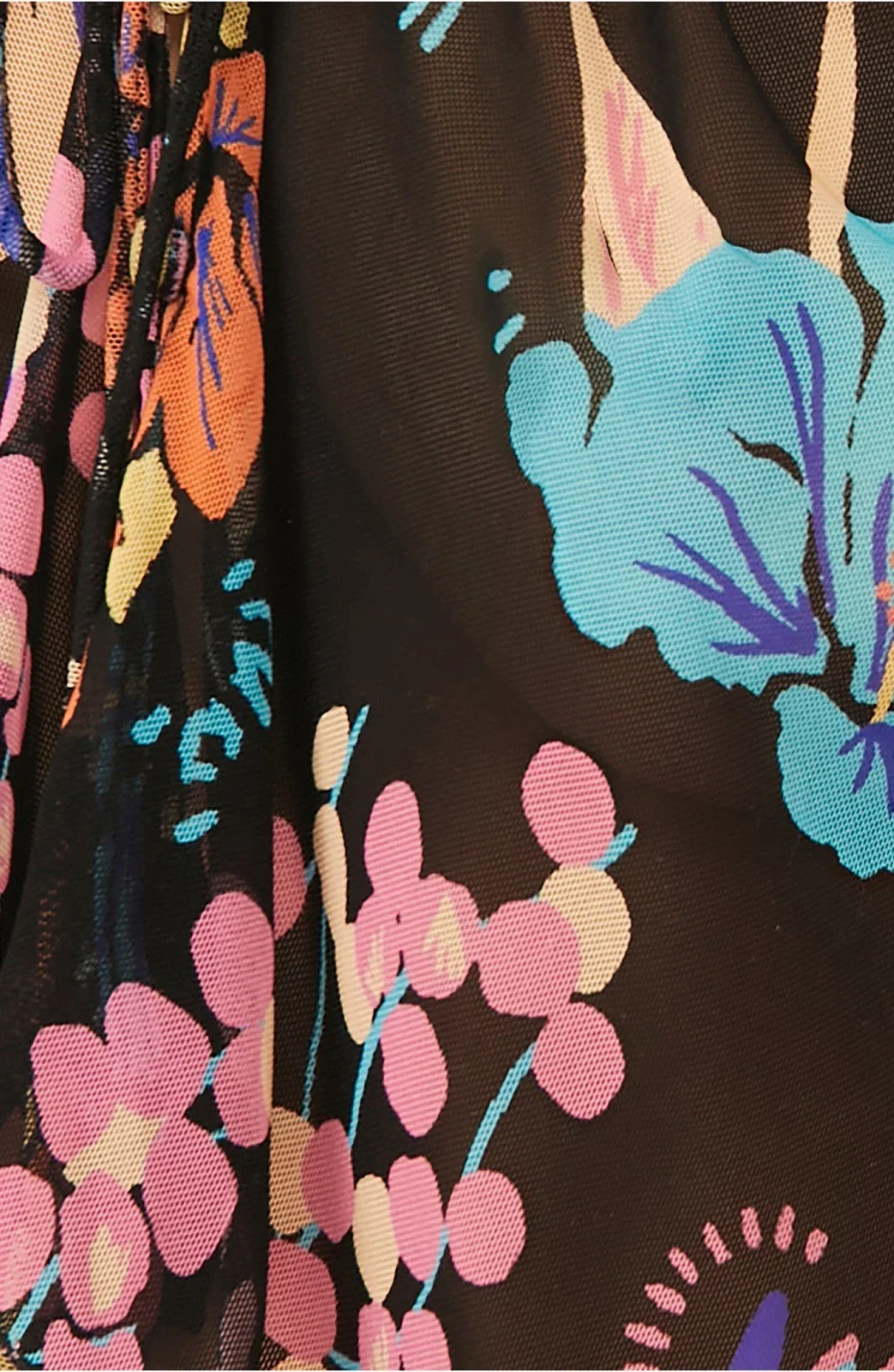 Free People Of Paradise Top Women Black Floral Sheer V-Neck Bell Sleeve JZZ191 - Image 5