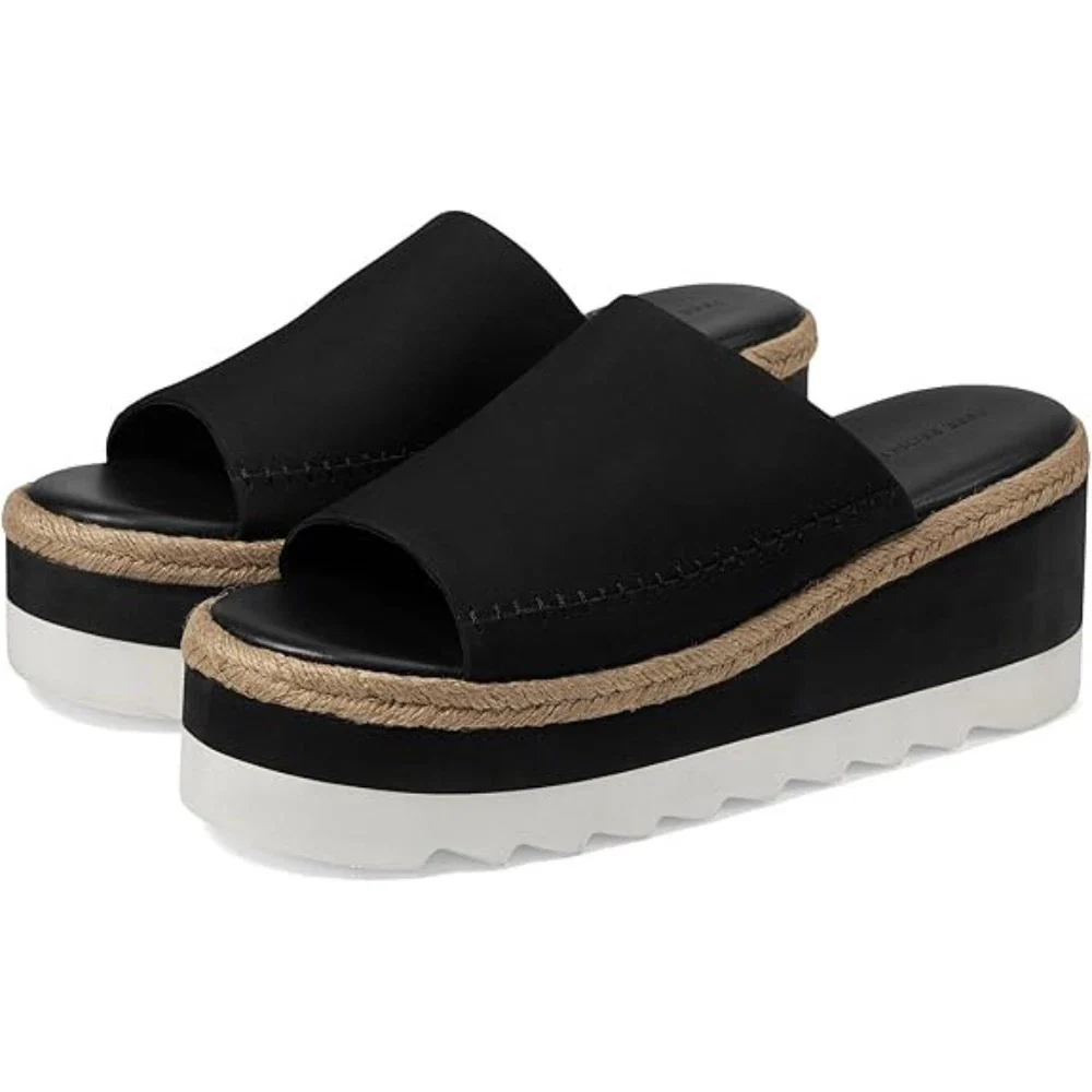 Free People Santorini Sandals Women's Black Wedge Heel Espadrille HTAT945