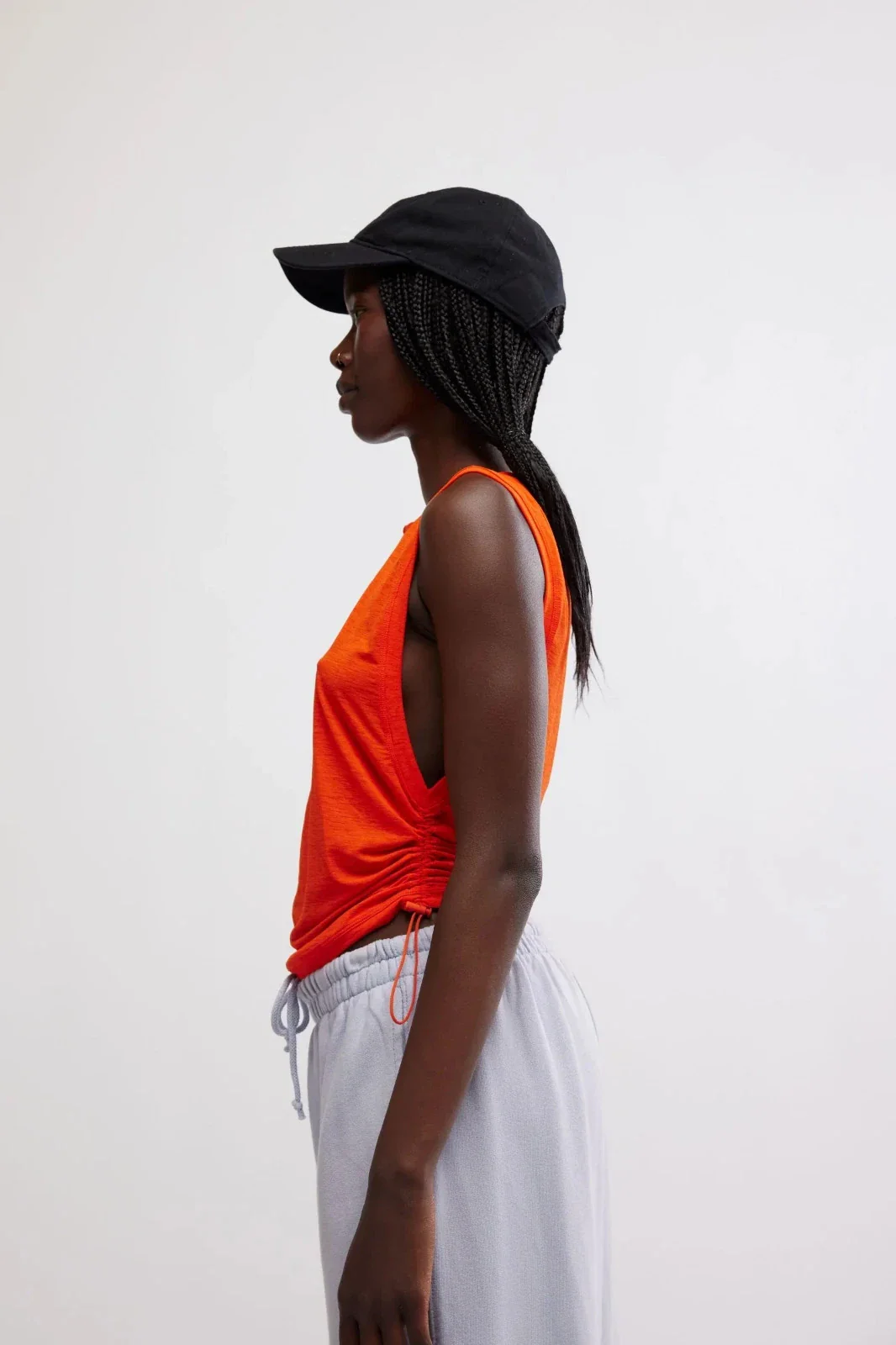 Free People Sport Mode Top Women's Orange Stretch Ruched Cropped Boho GBO1796 - Image 3