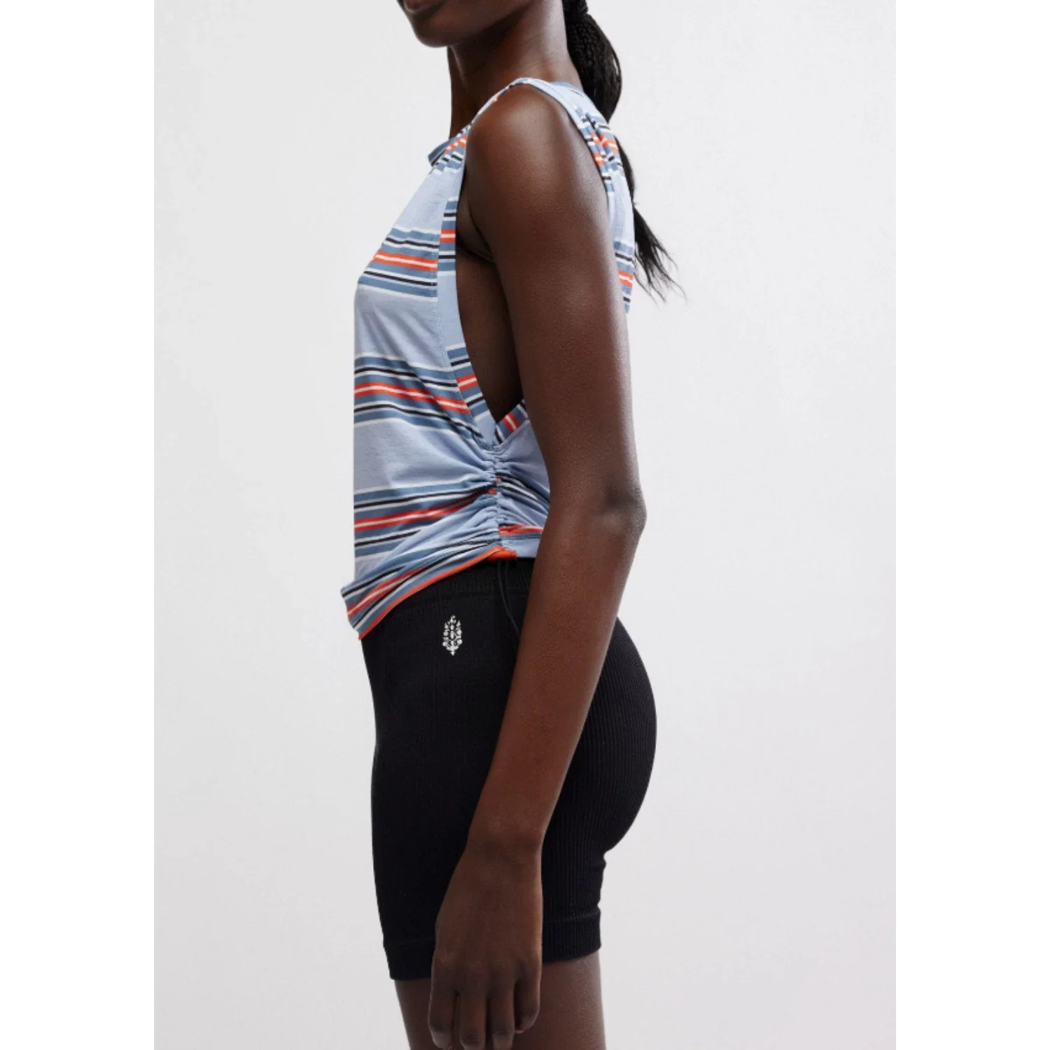 Free People Tempo Sport Mode Tank Top Women's Blue Striped Sleeveless DDR2436 - Image 2