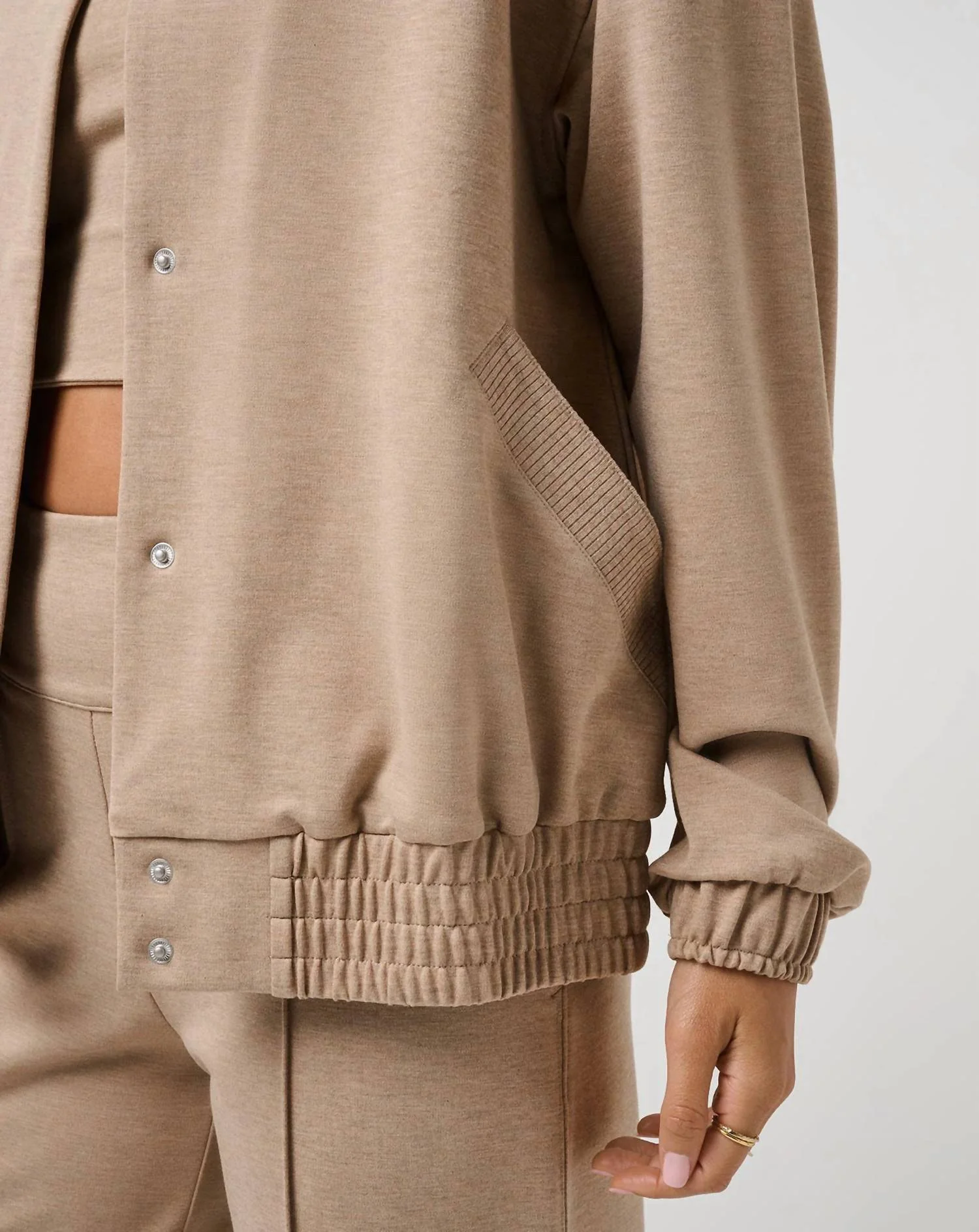 Friday Ponte Bomber Jacket In Brown - Image 3