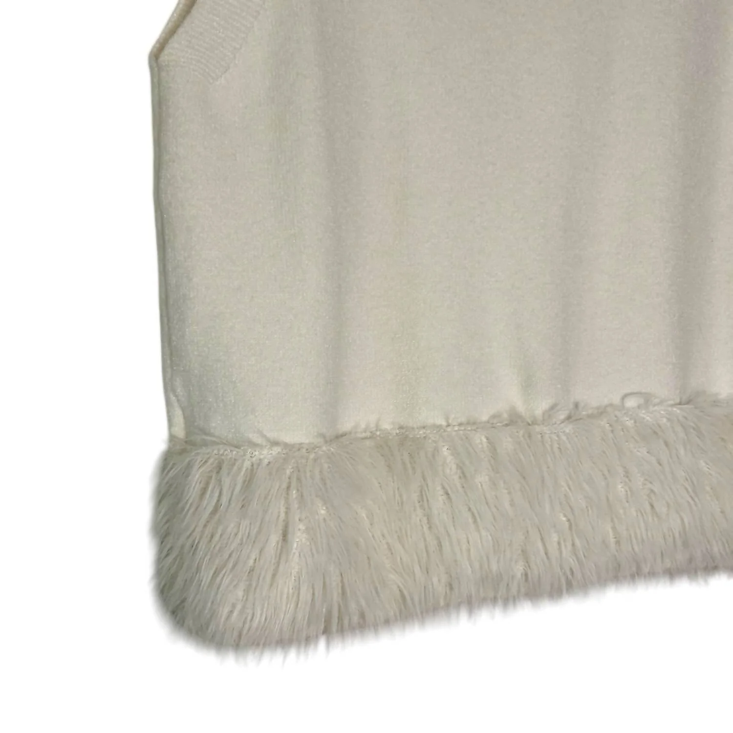 Fringed Sleeveless Sweater Top In Beige - Image 3