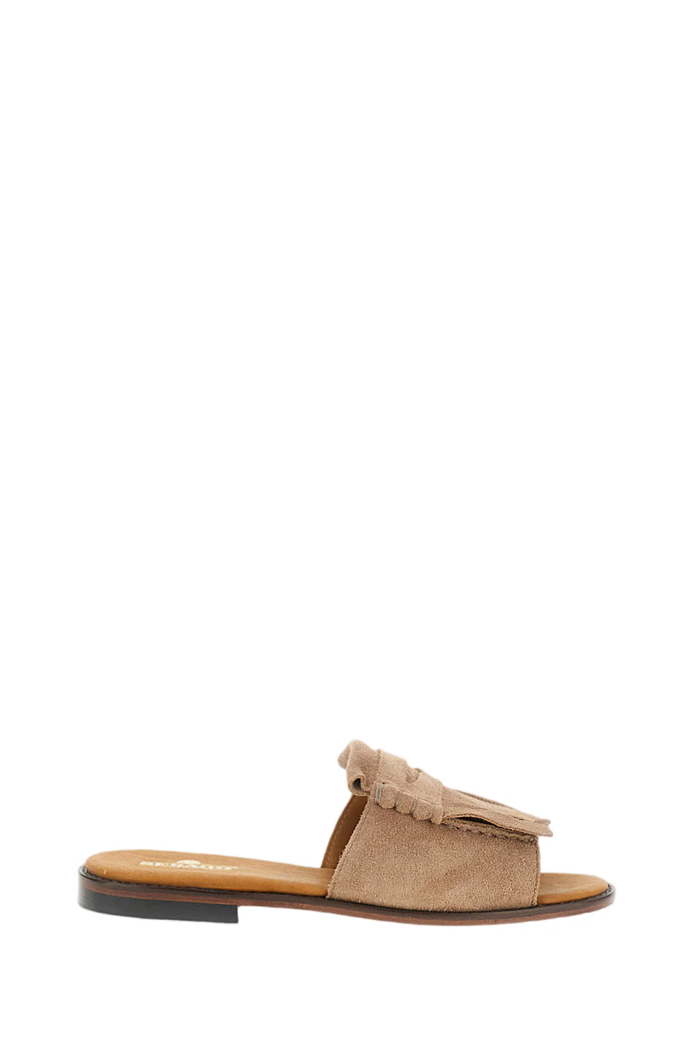 Fringed Suede Slide Sandals With Anatomical Footbed