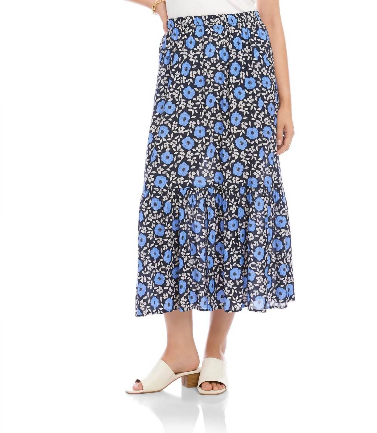 Front Slit Midi Skirt In Print Floral - Image 2