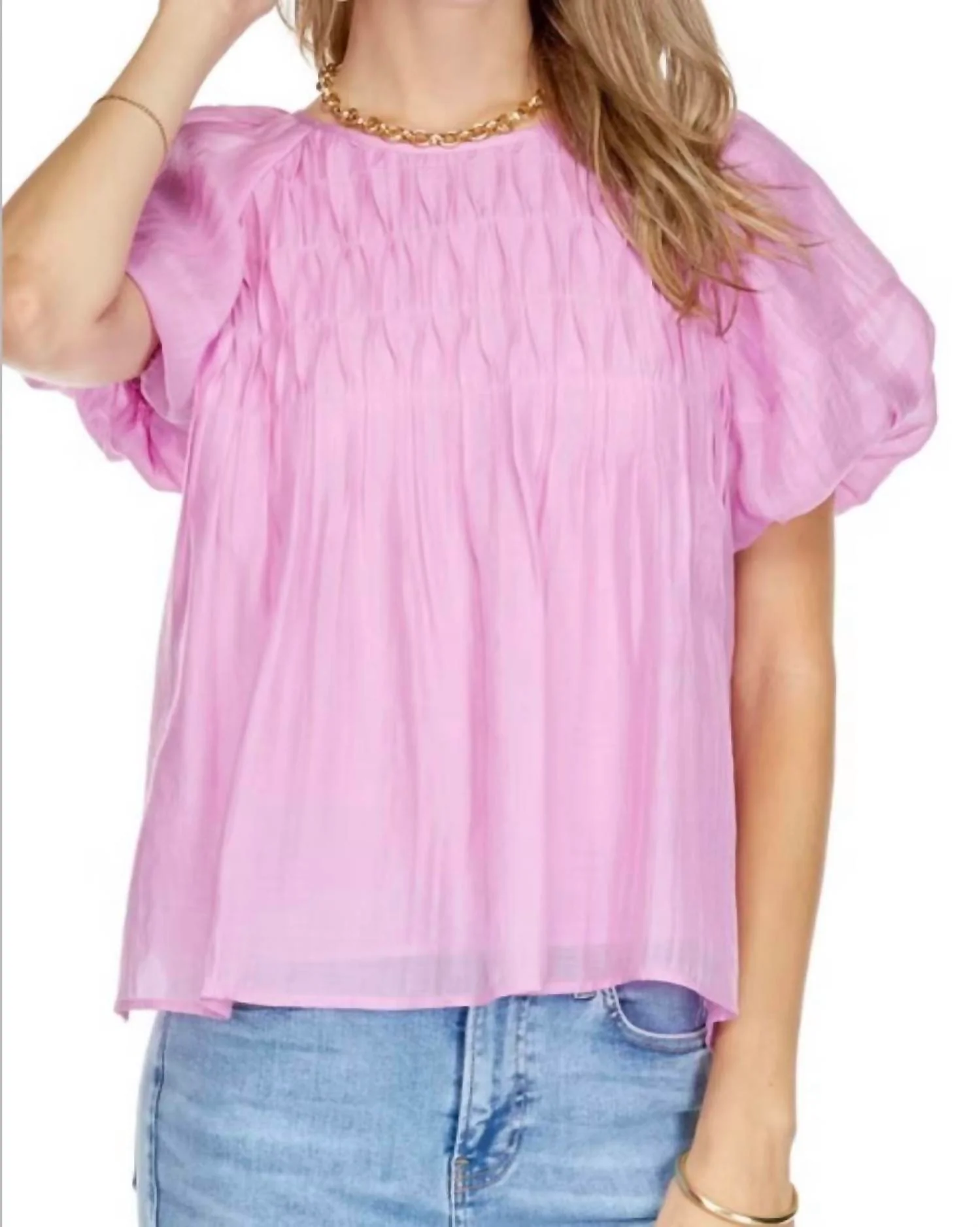 Front Tuck Top In Pink