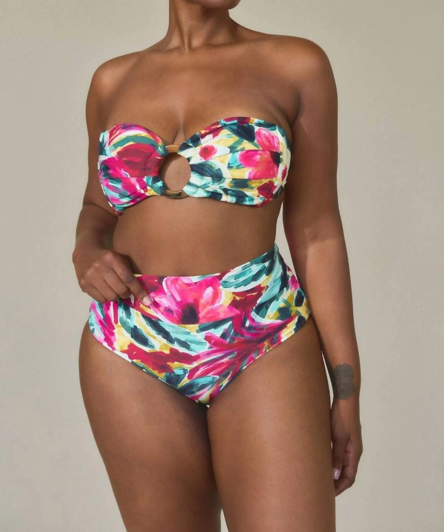 Full Coverage High Rise Bikini Bottom In Isla Floral - Image 5