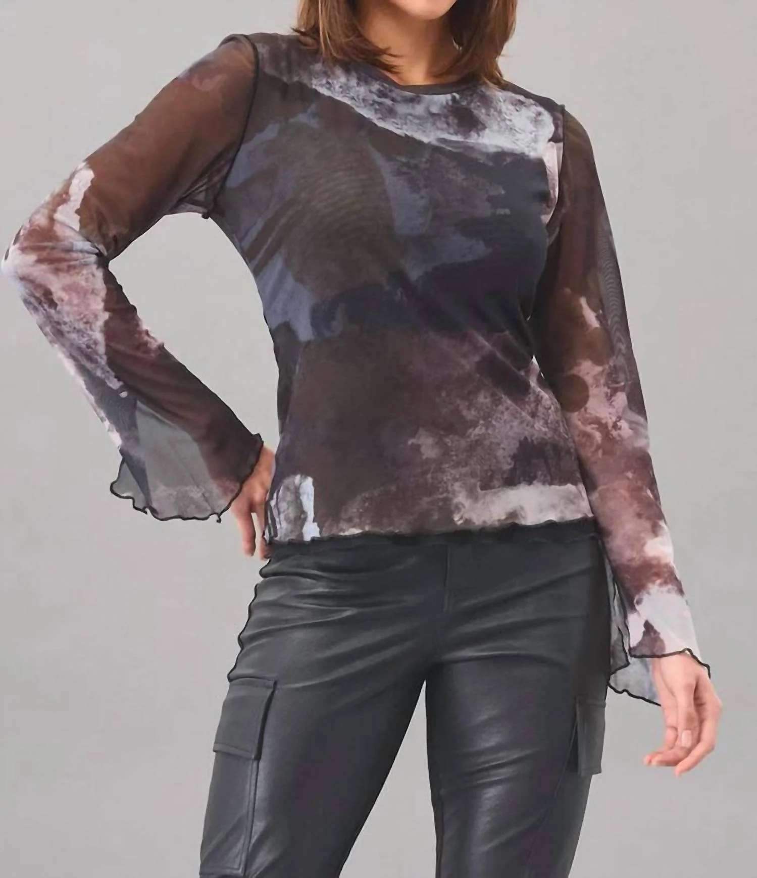 Full Moon Mesh Shirt In Black - Image 3
