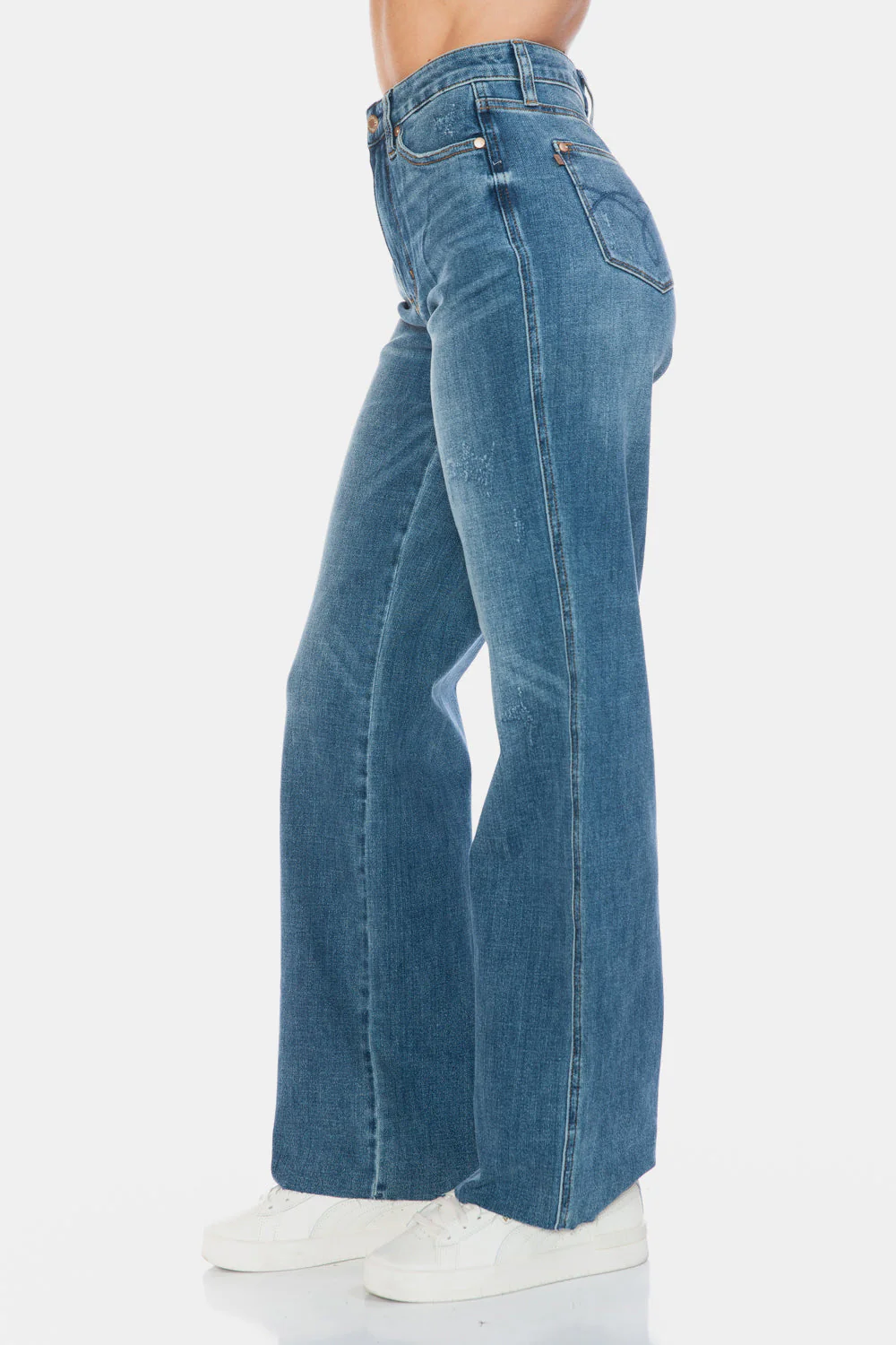 Full Size Tummy Control Cut Raw Hem Straight Jeans - Image 4