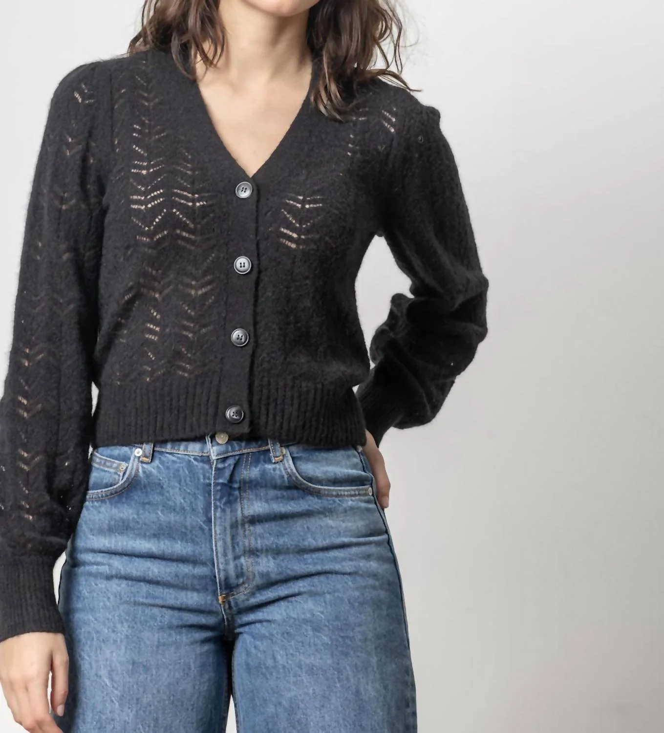 Full Sleeve Cardigan Sweater In Black