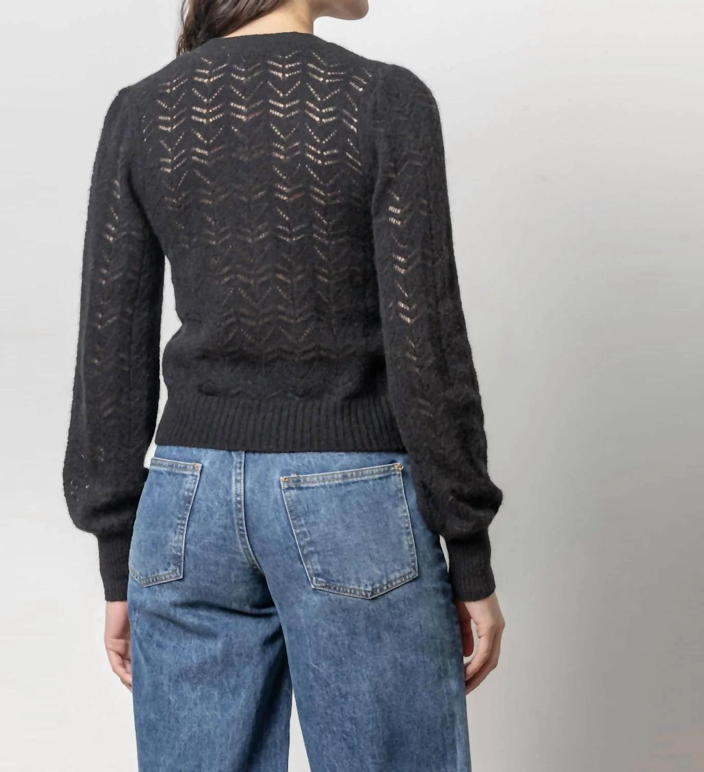 Full Sleeve Cardigan Sweater In Black - Image 2