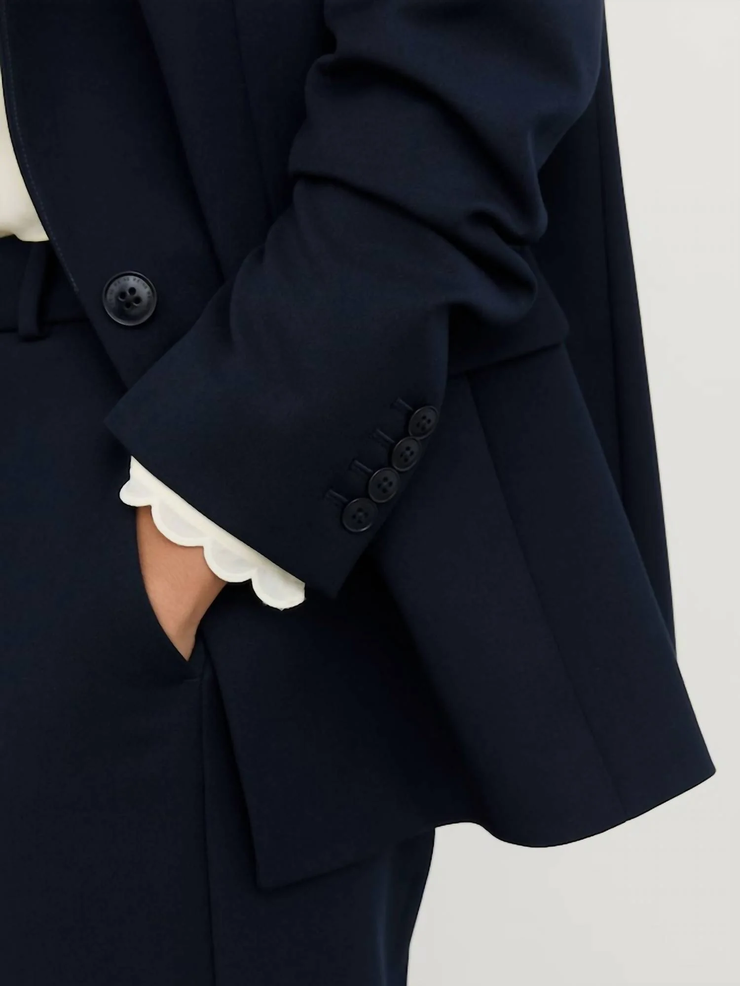 Gabi Tailored Single Breasted Blazer In Navy - Image 4