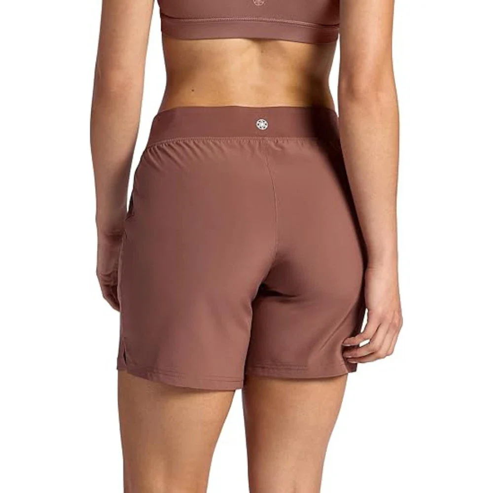 Gaiam Willow Shorts Womenâ€s Cafe Mocha 7" Stretch Drawstring Waist DSGL1258 - Image 2