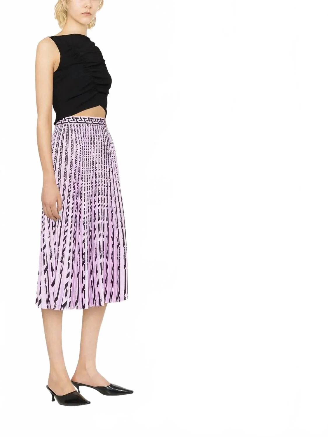 Gathered Sleeveless Top In Black - Image 2