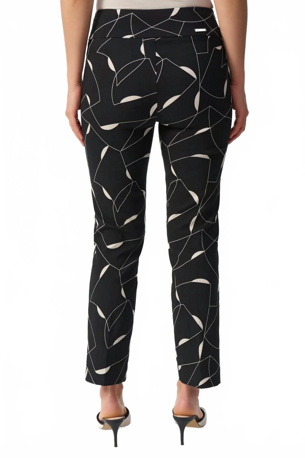 Geometric Print Straight Leg Pants In Black/moonstone - Image 2
