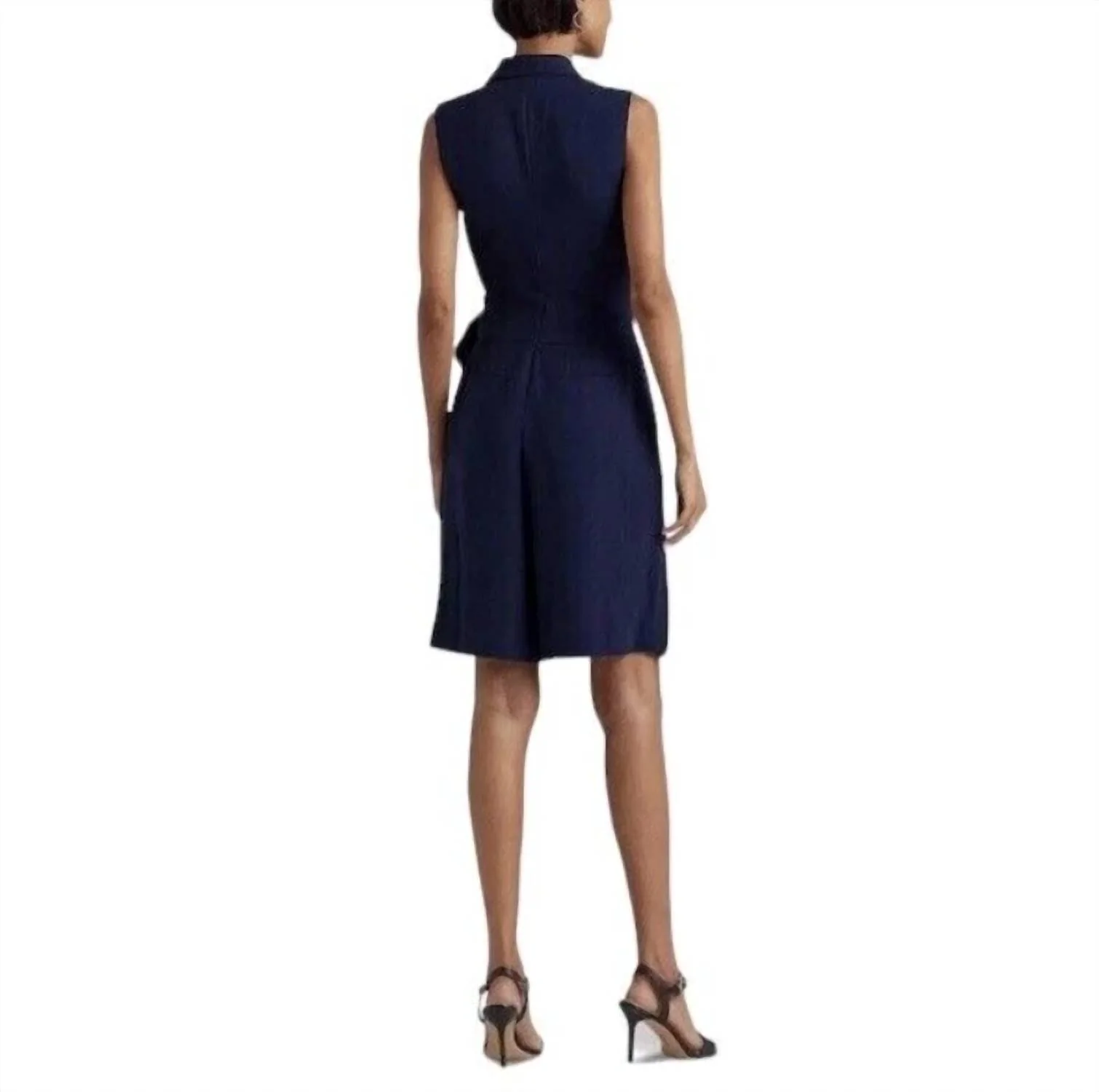 Georgette Sleeveless Romper In Navy - Image 2