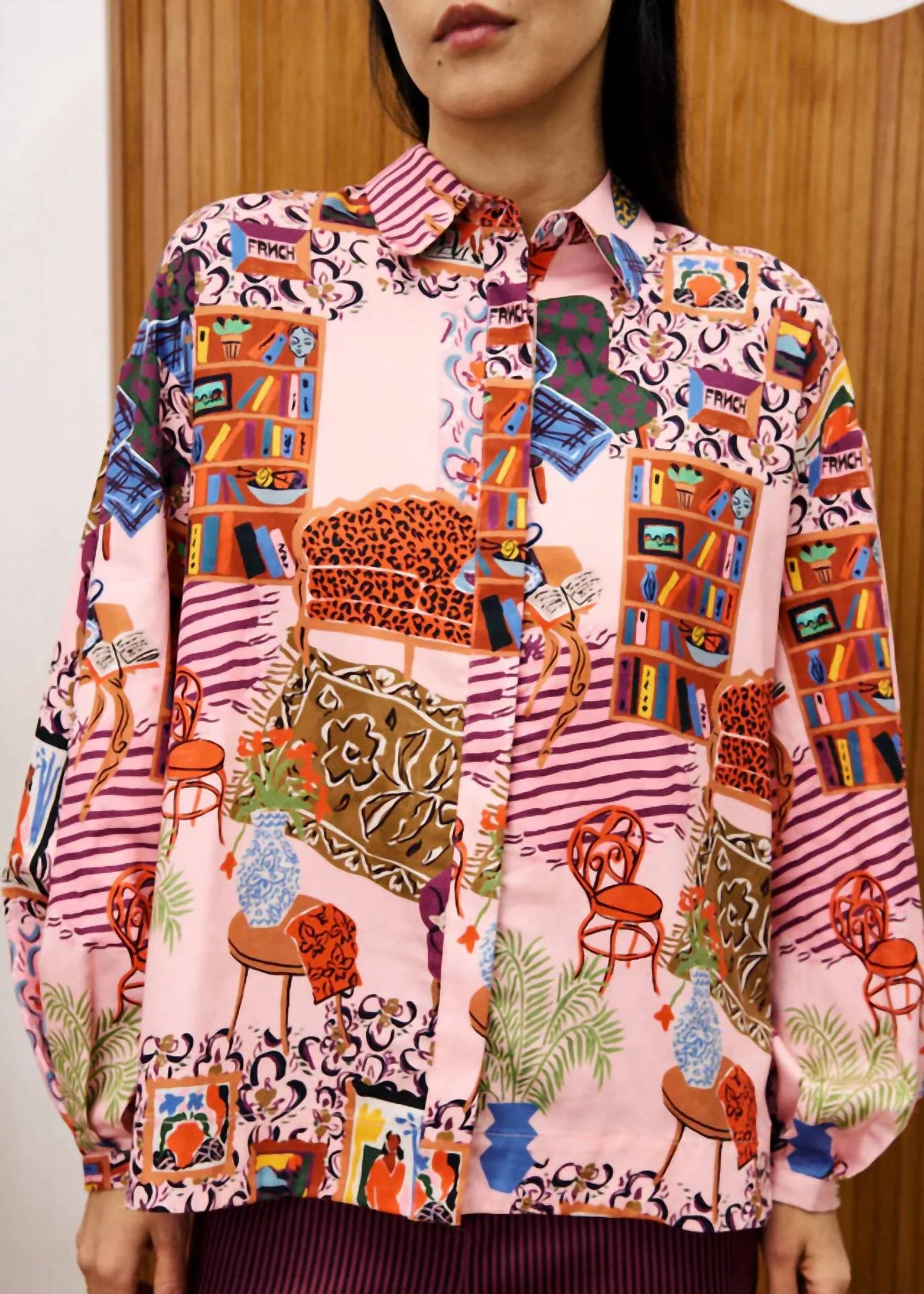 Gerbera Salon Rose Blouse In Pink Multi