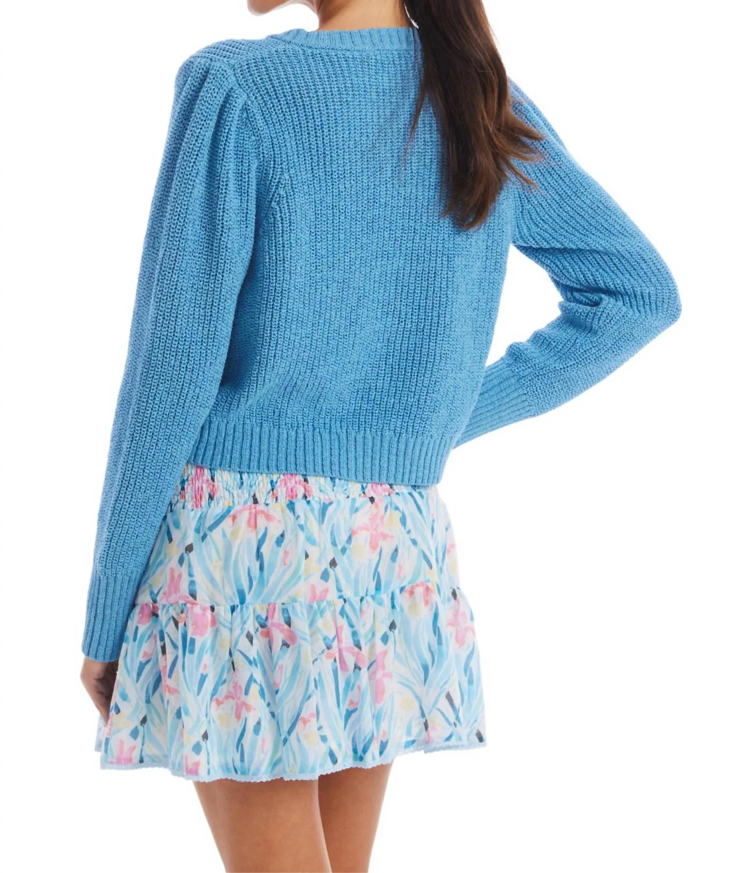Gia Button Down Cardigan In Blue - Image 2