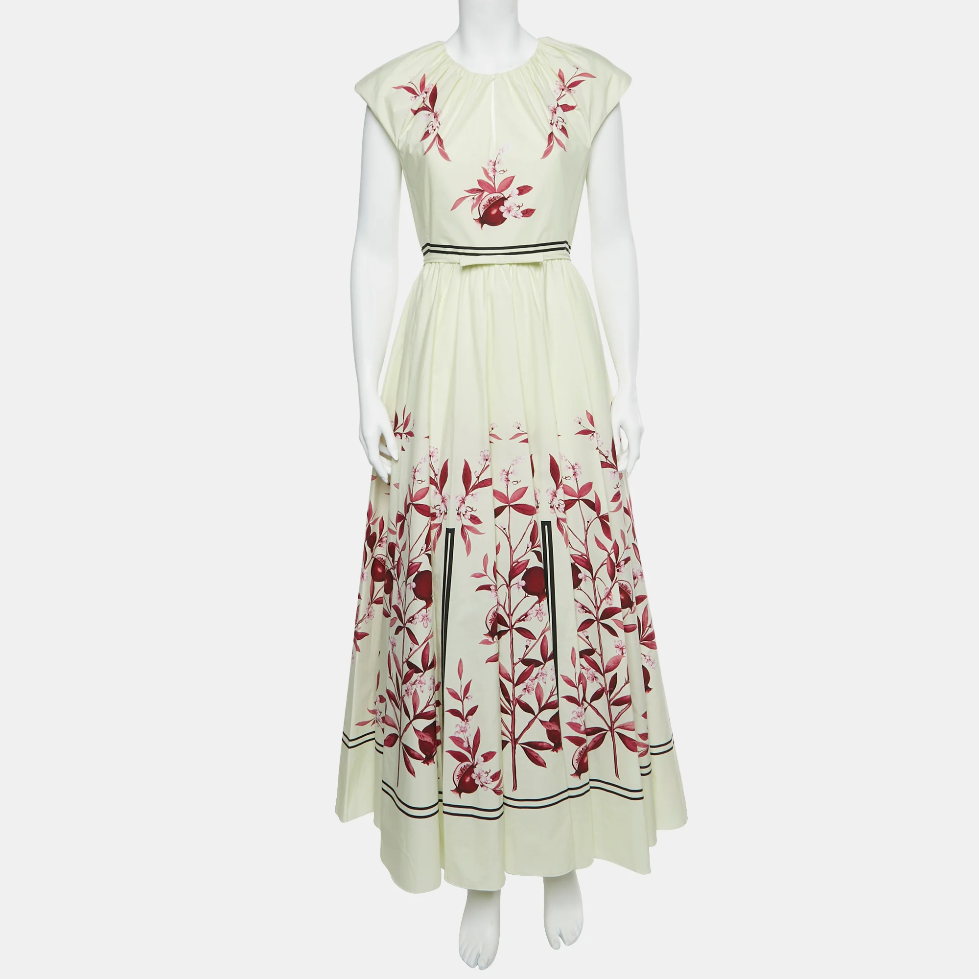 Giambattista Valli Light Lime Green Floral Print Flared Maxi Dress - Image 2