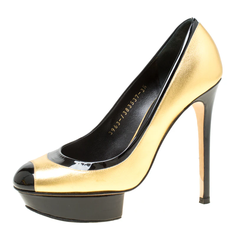 Gina Two Tone Leather Tori Pumps - Image 2