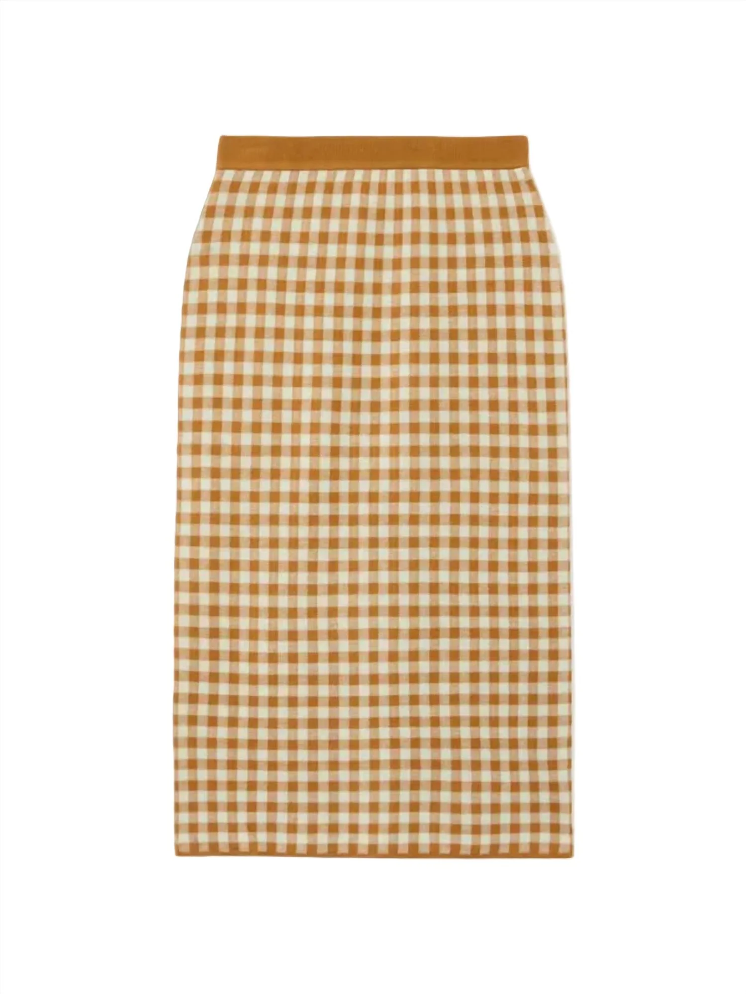 Gingham Long Skirt In Suede/limewash - Image 5
