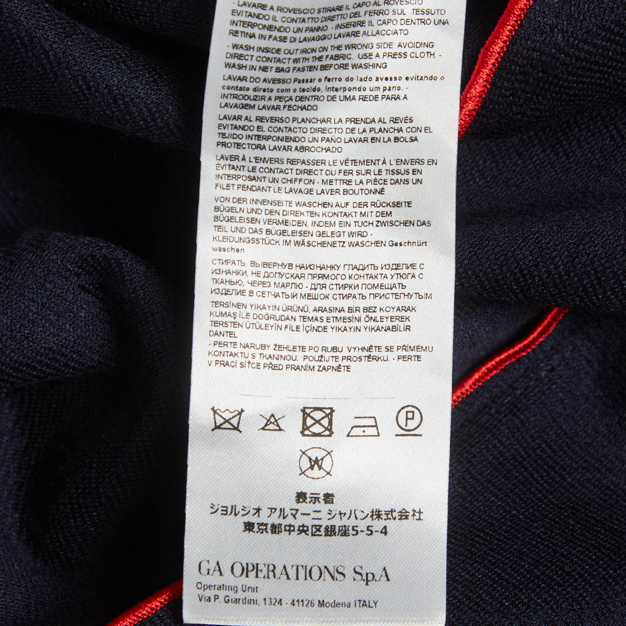 Giorgio Armani Navy Blue Jacquard Knit Zip Up Jacket - Image 6