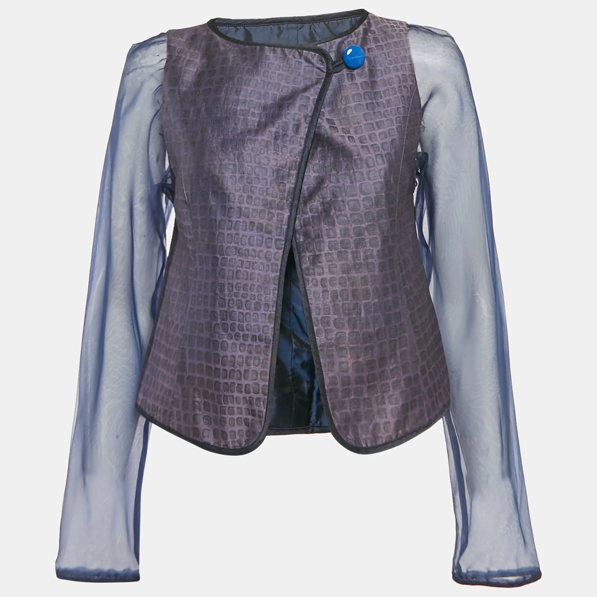 Giorgio Armani Purple/navy Blue Patterned Jacquard Jacket