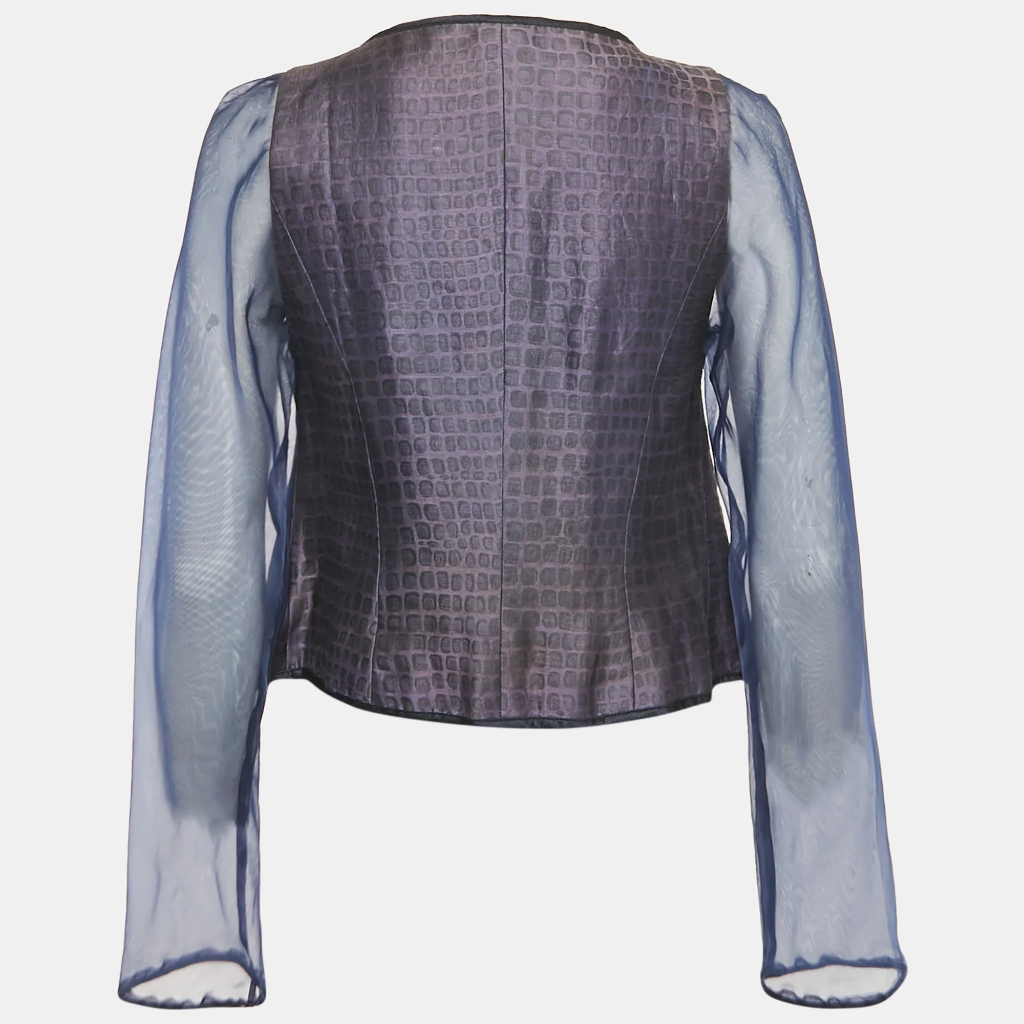 Giorgio Armani Purple/navy Blue Patterned Jacquard Jacket - Image 2