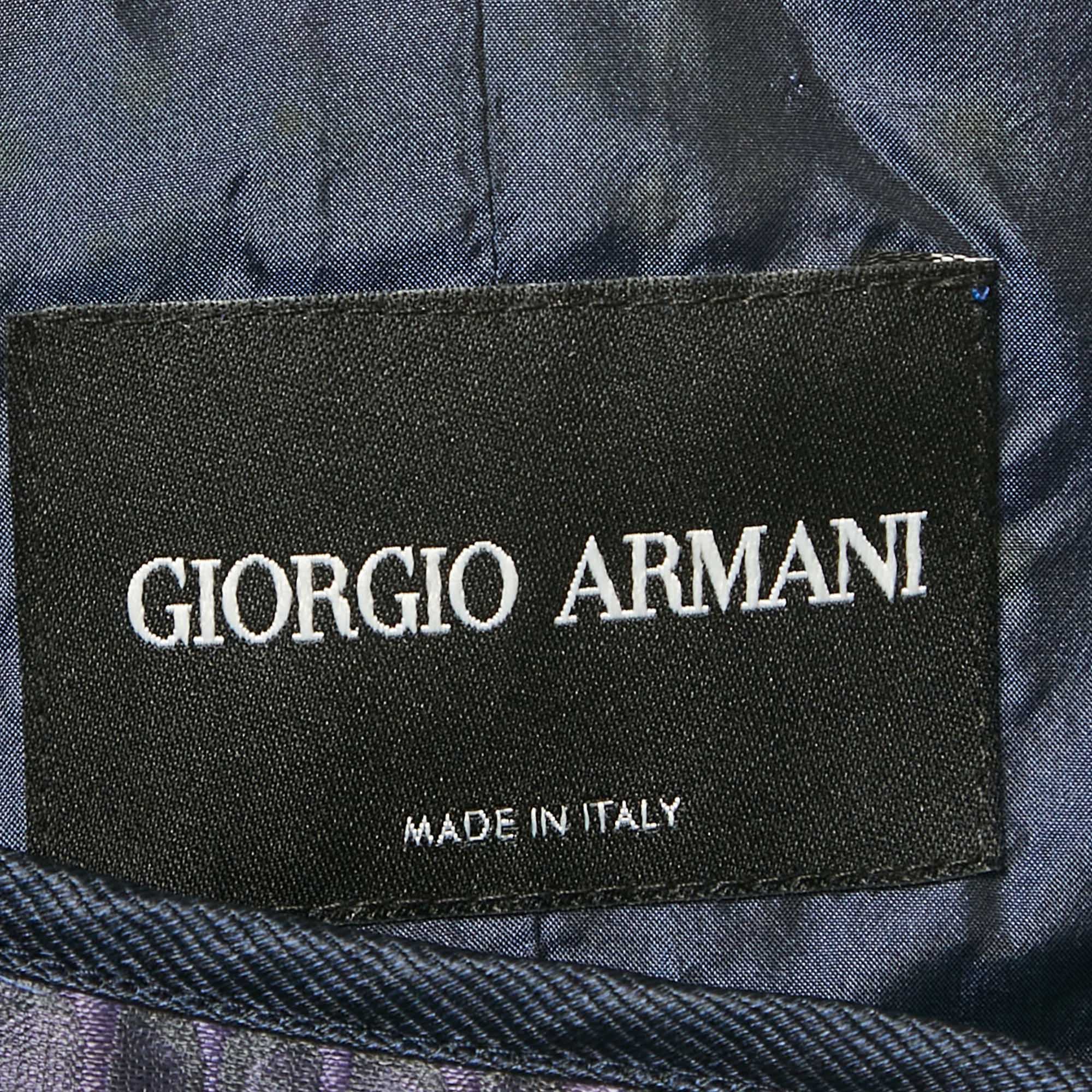 Giorgio Armani Purple/navy Blue Patterned Jacquard Jacket - Image 4