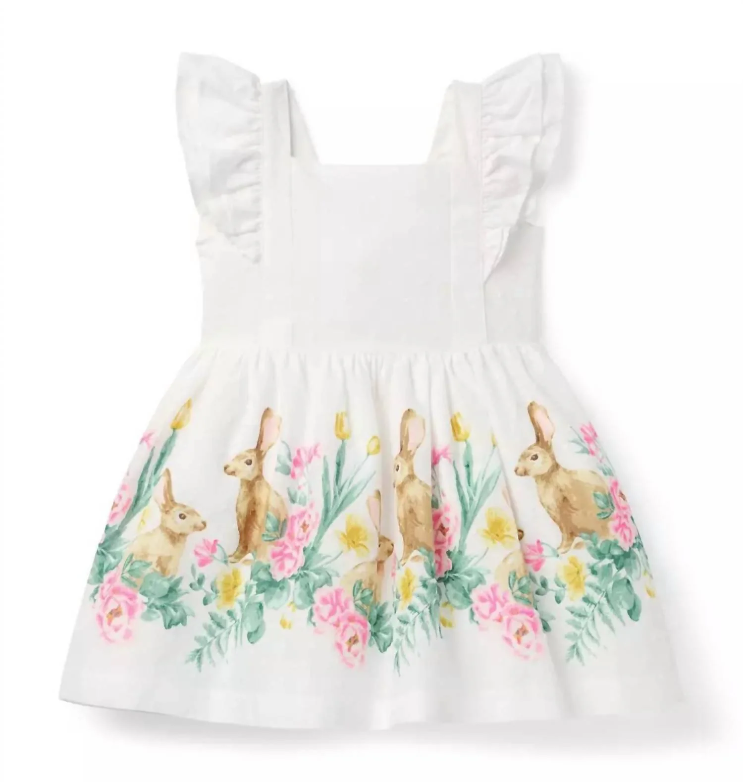 Girl's Bunny Border Dress In White