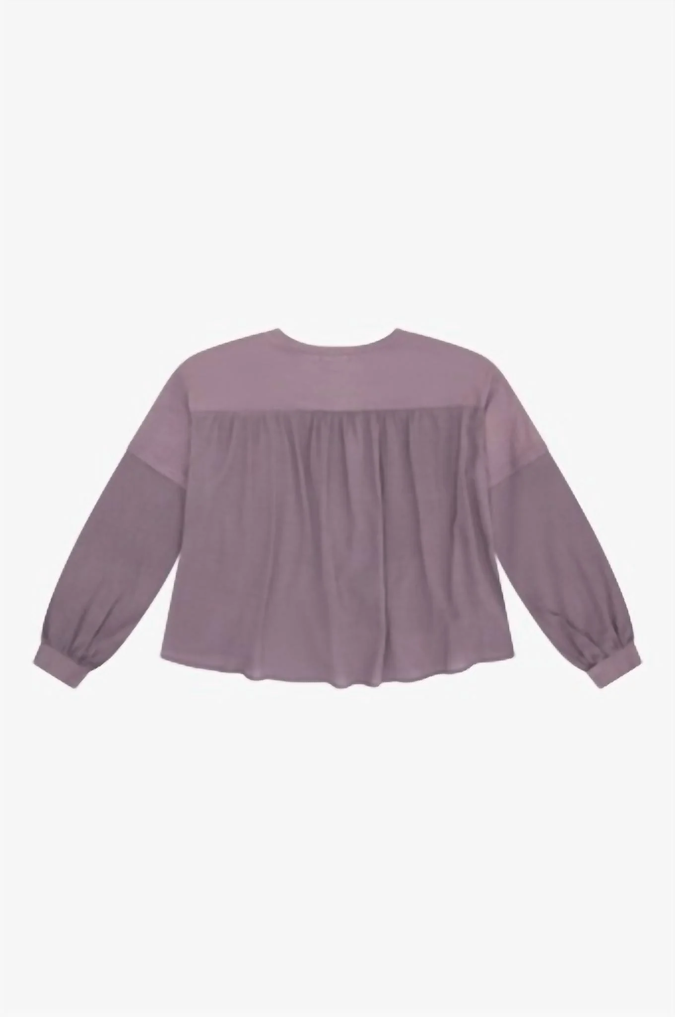 Girl's Cotton Gauze Mixed Media Long Sleeve Top In Lavender Mist - Image 2