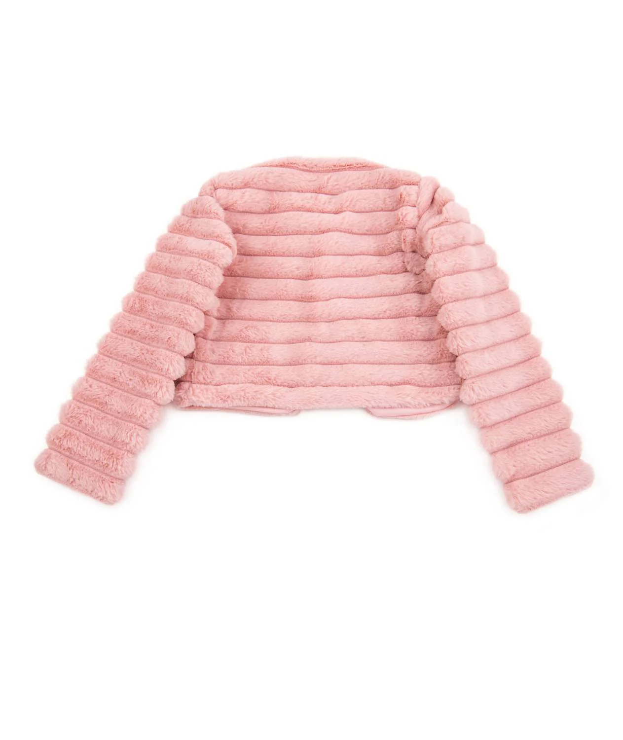 Girls Fancy Faux Fur Jacket In Pink - Image 2