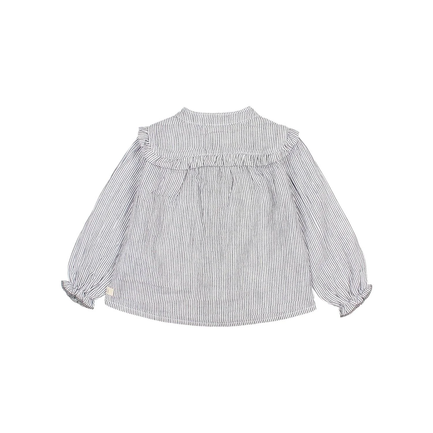 Girl's Hello Embroidered Stripes Blouse In Blue - Image 2