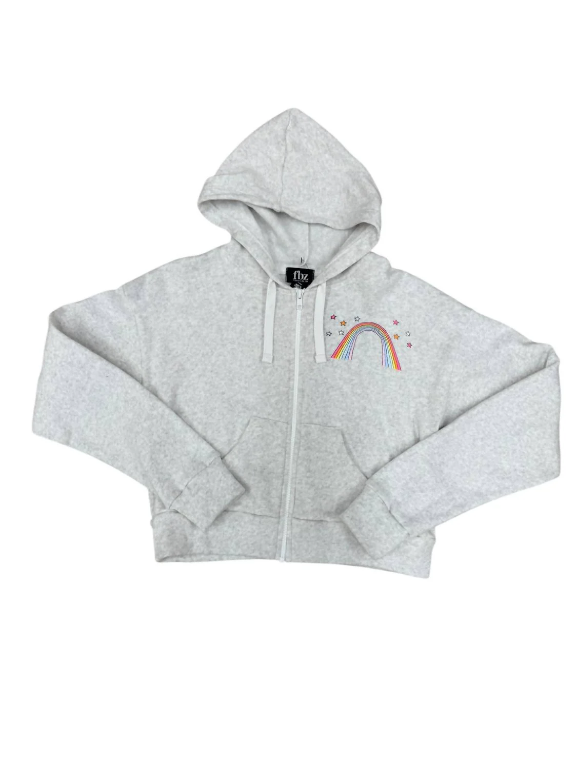 Girl's Rainbow Star Zip Hoodie In Misty Grey - Image 2