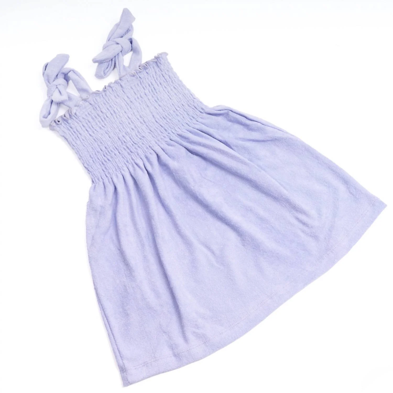 Girl's Smocked Terry Dress In Purple - Image 2