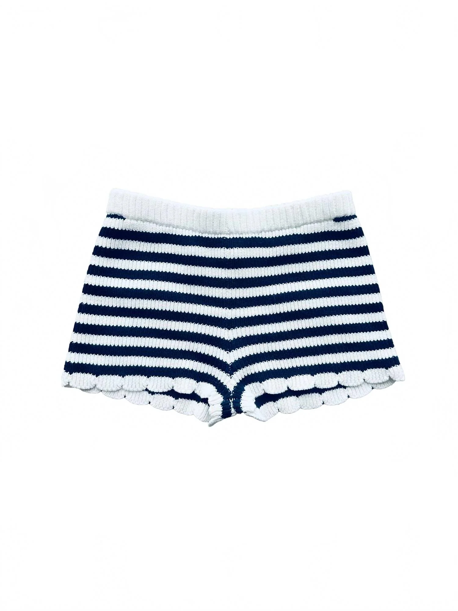 Girl's Tween Knit Shorts In Navy & White - Image 2