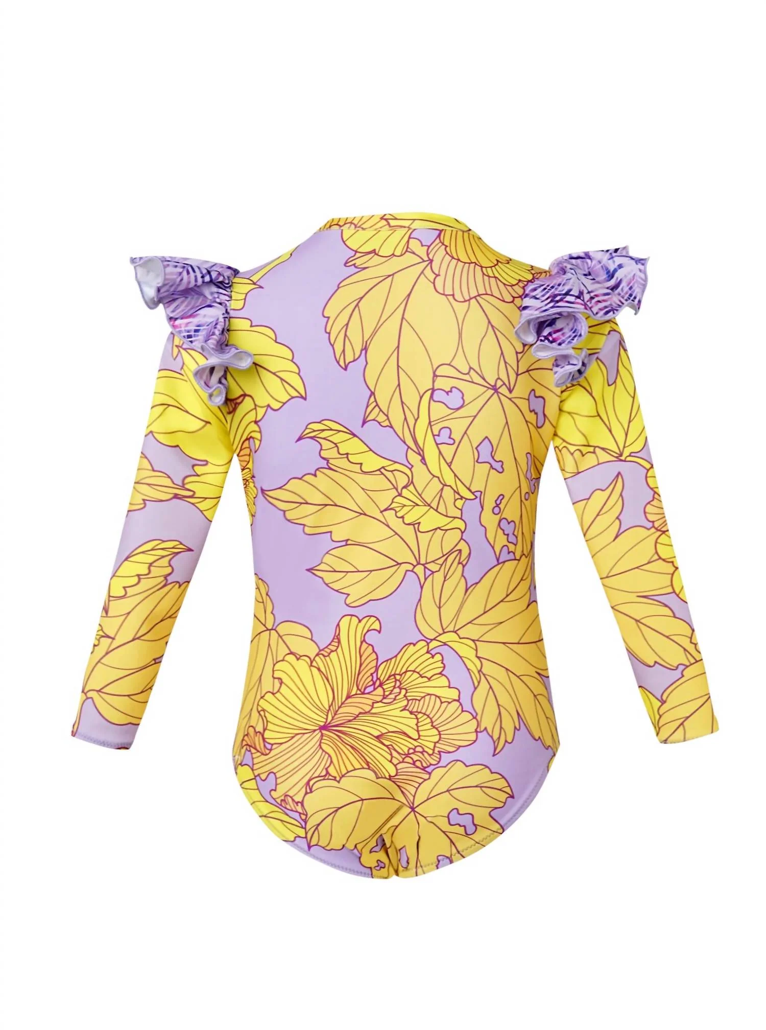 Girl's Zipper Long Sleeve One Piece In Hibiscus - Image 2