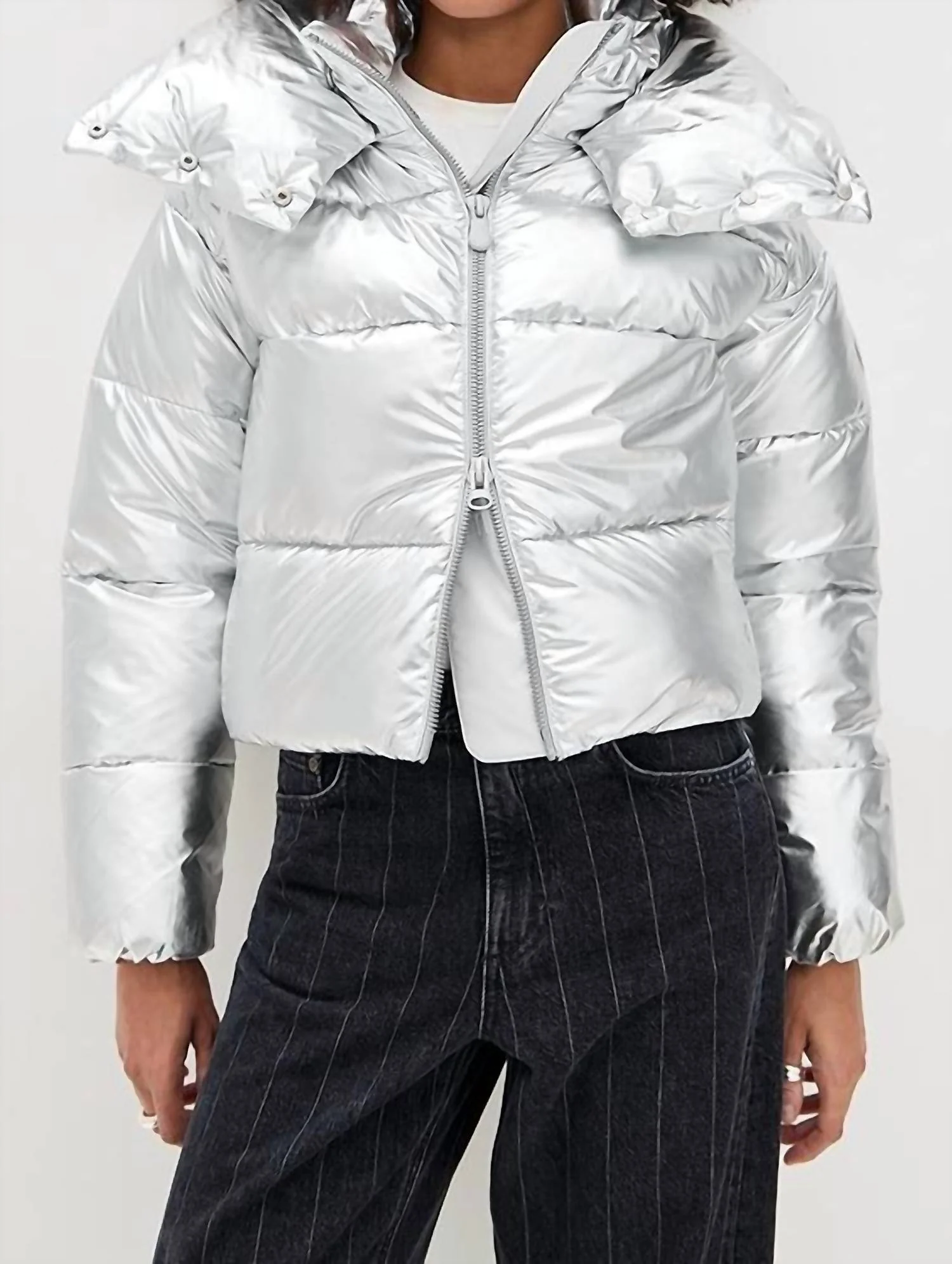 Giselle Puffer Coat In Silver