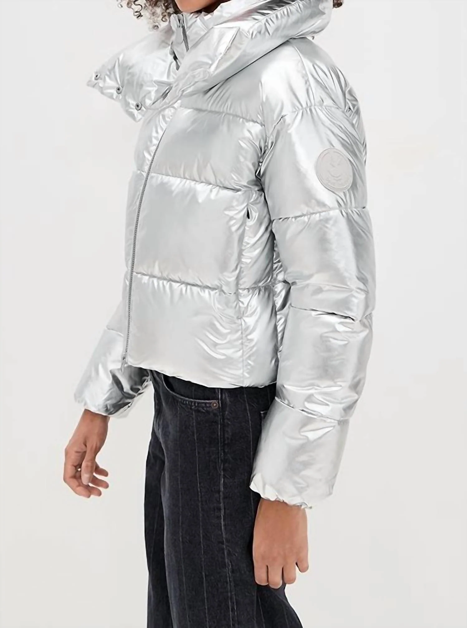 Giselle Puffer Coat In Silver - Image 2
