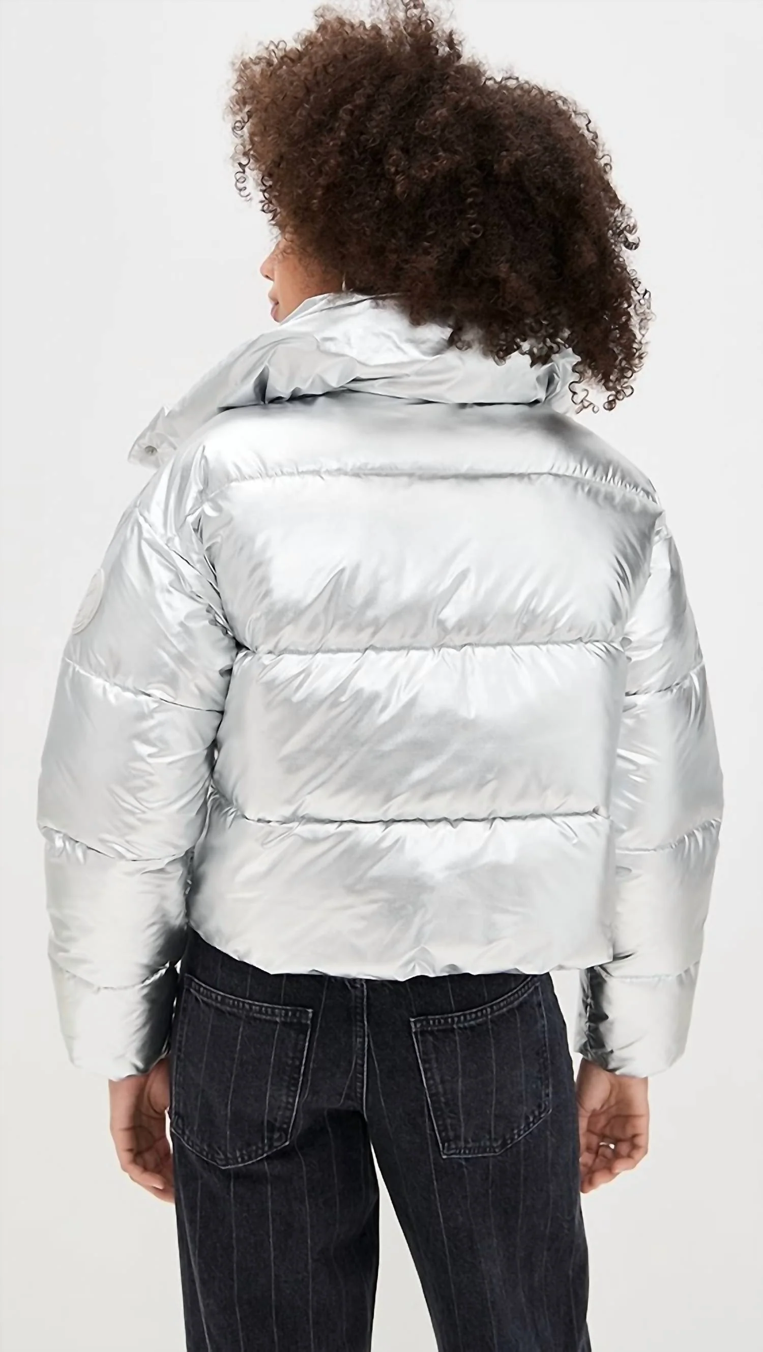 Giselle Puffer Coat In Silver - Image 3