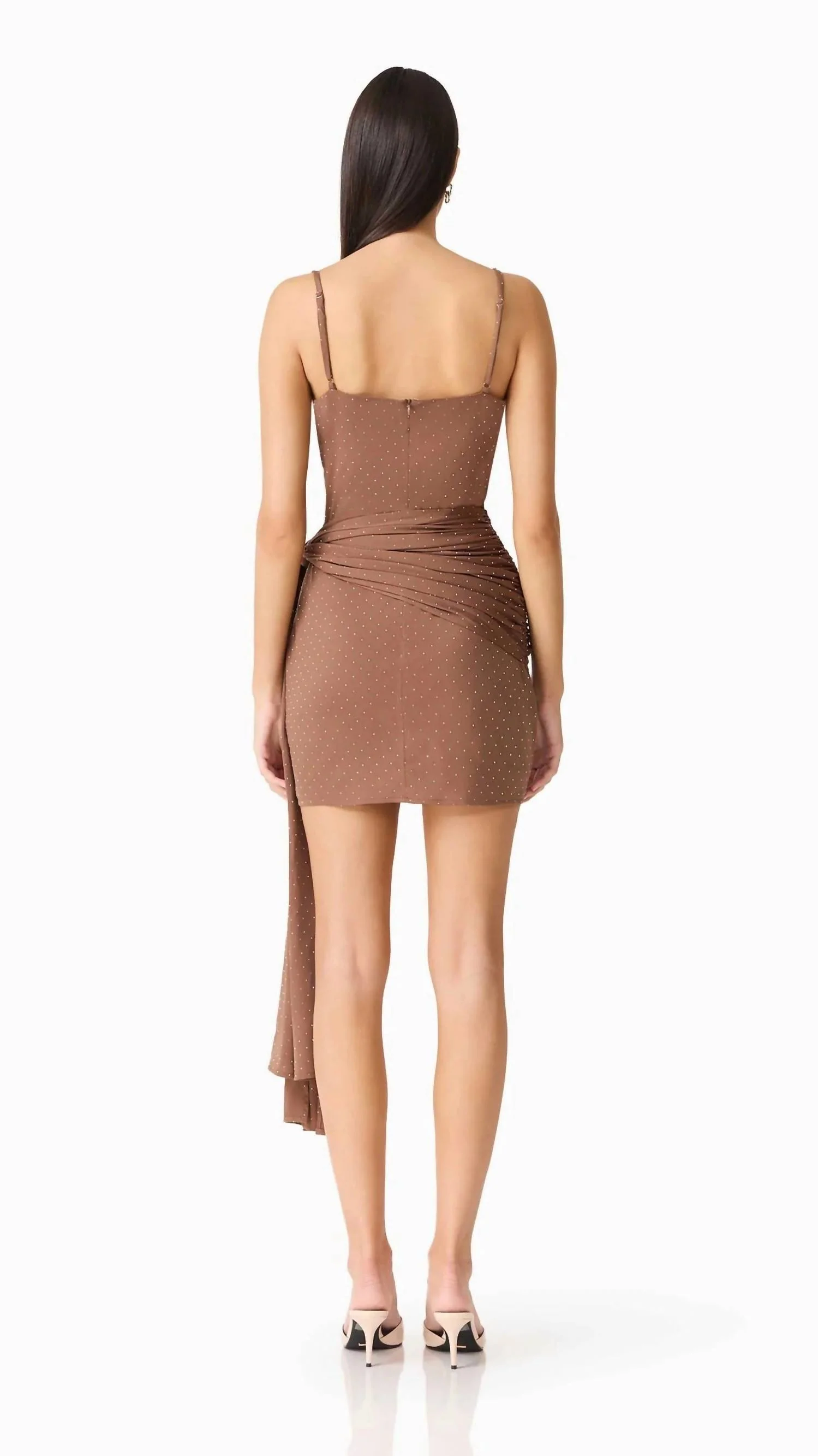 Gizelle Sparkle Mini Dress In Espresso - Image 2