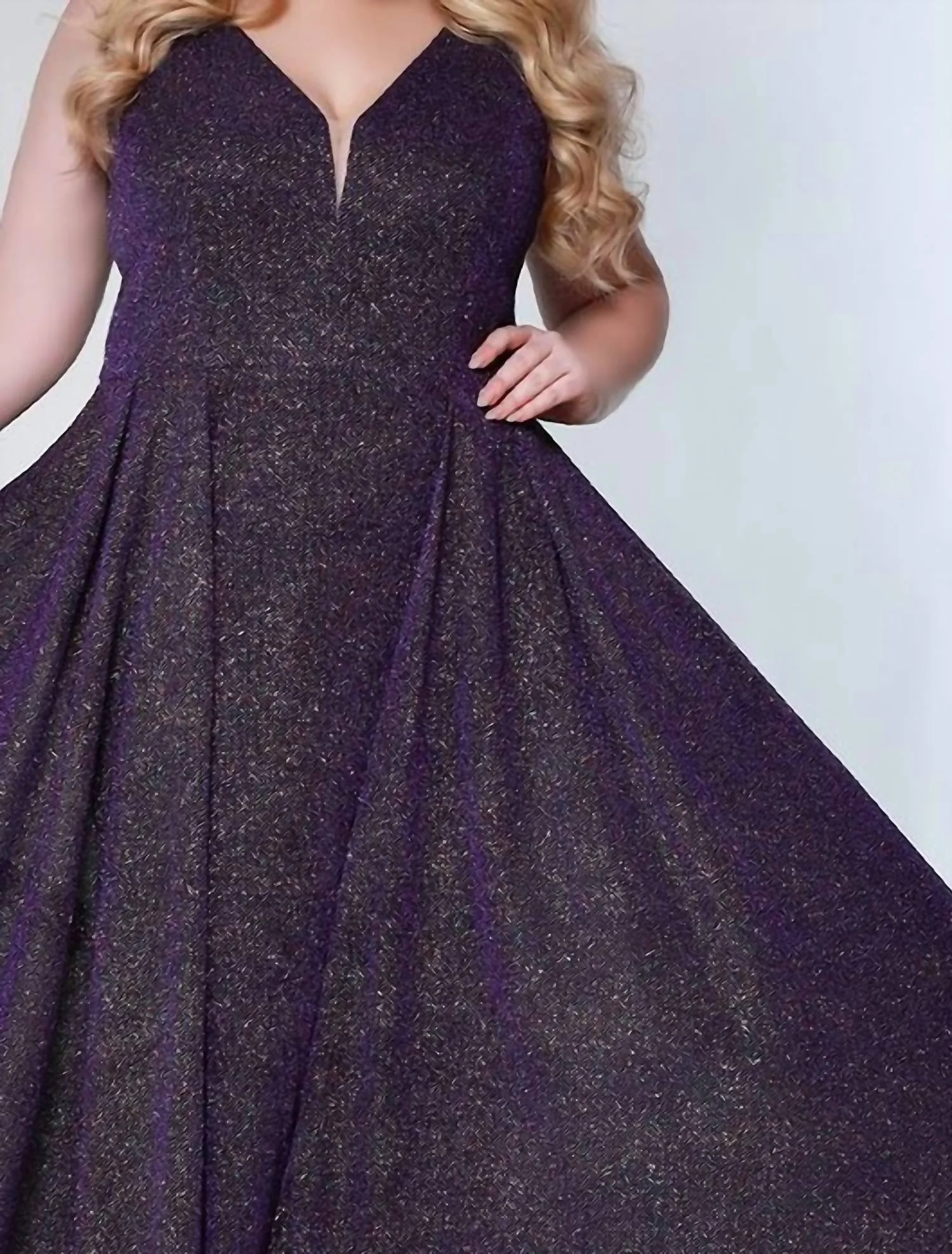 Glitter Floor Length Gown In Amethyst - Image 2