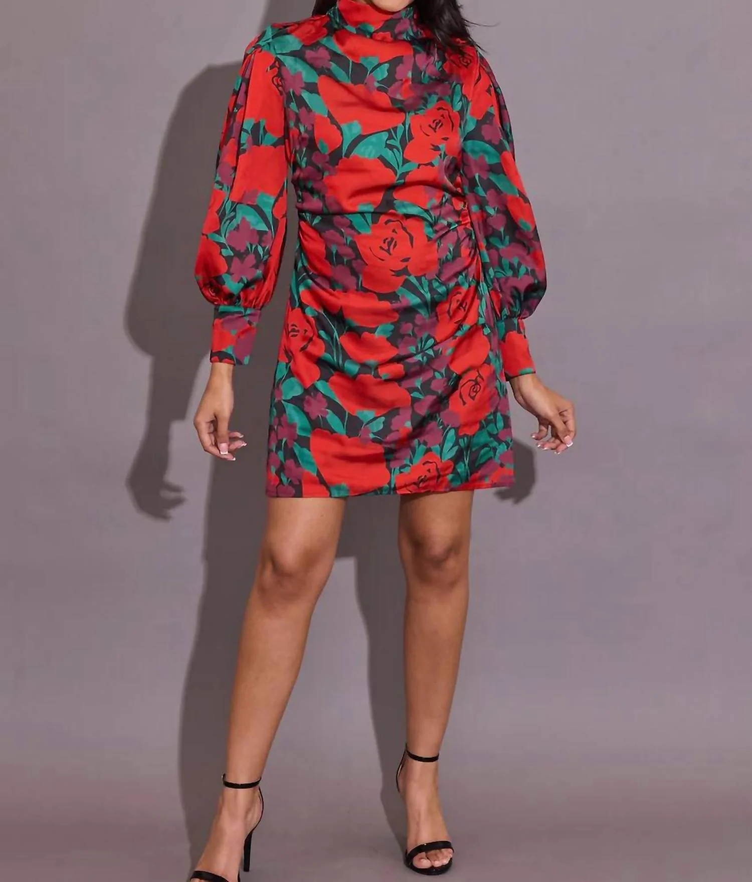 Gloria Ruched Long Sleeve Dress In Legacy Floral