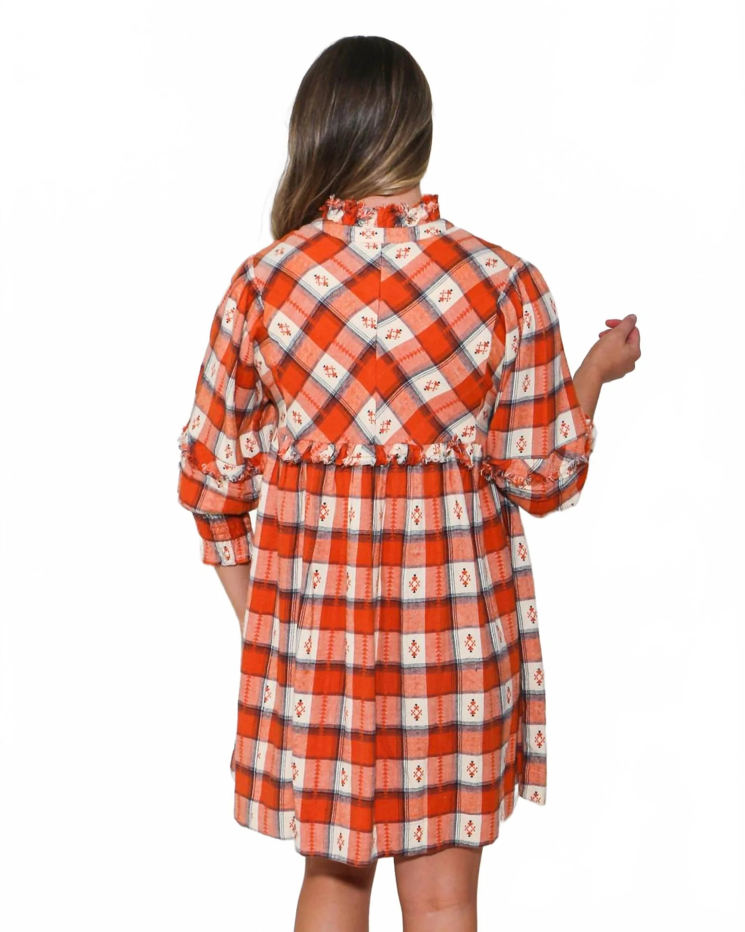 Go Easy Plaid Dress In Orange - Image 4
