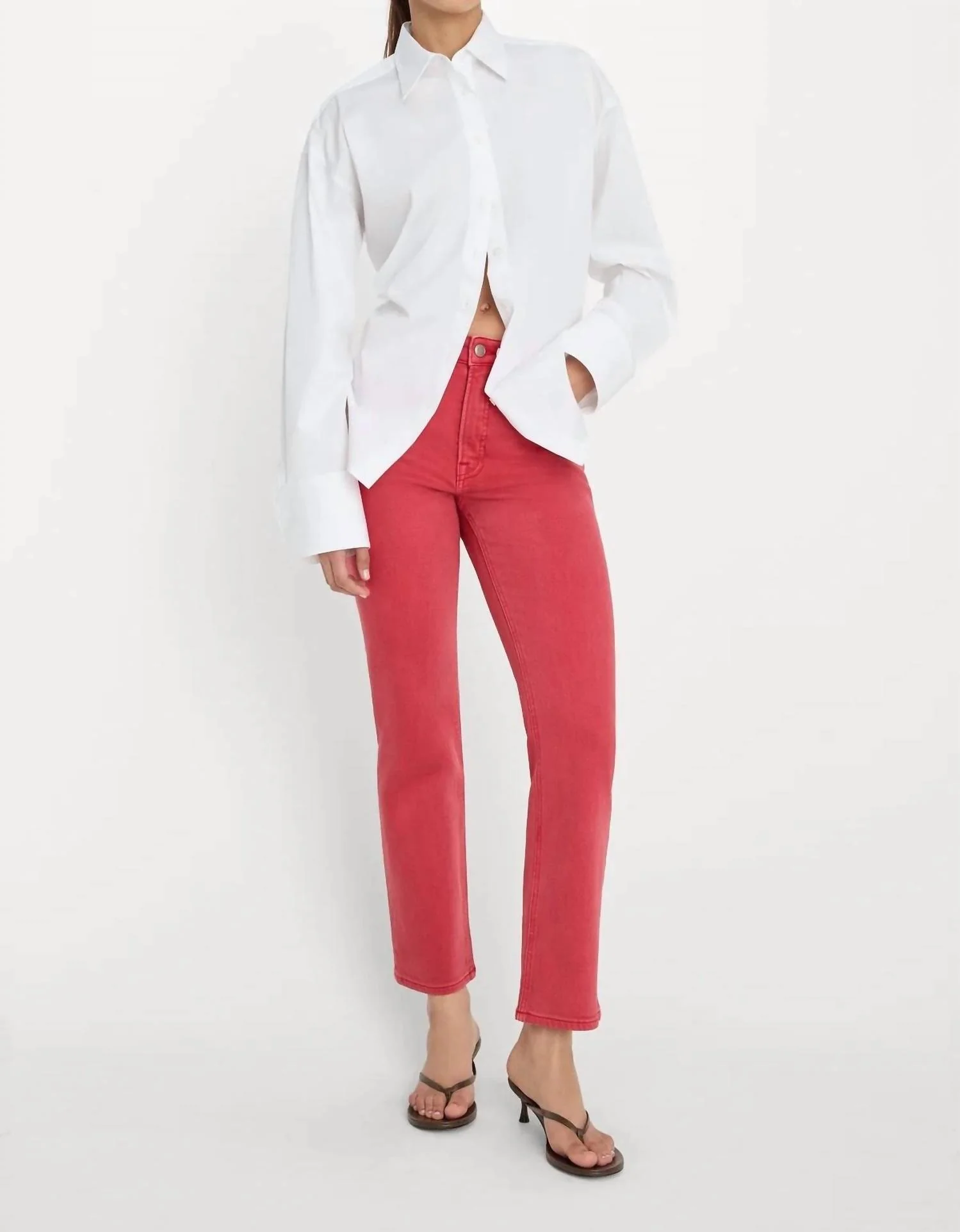 Good Icon Ankle Jeans In Cherry Red - Image 2