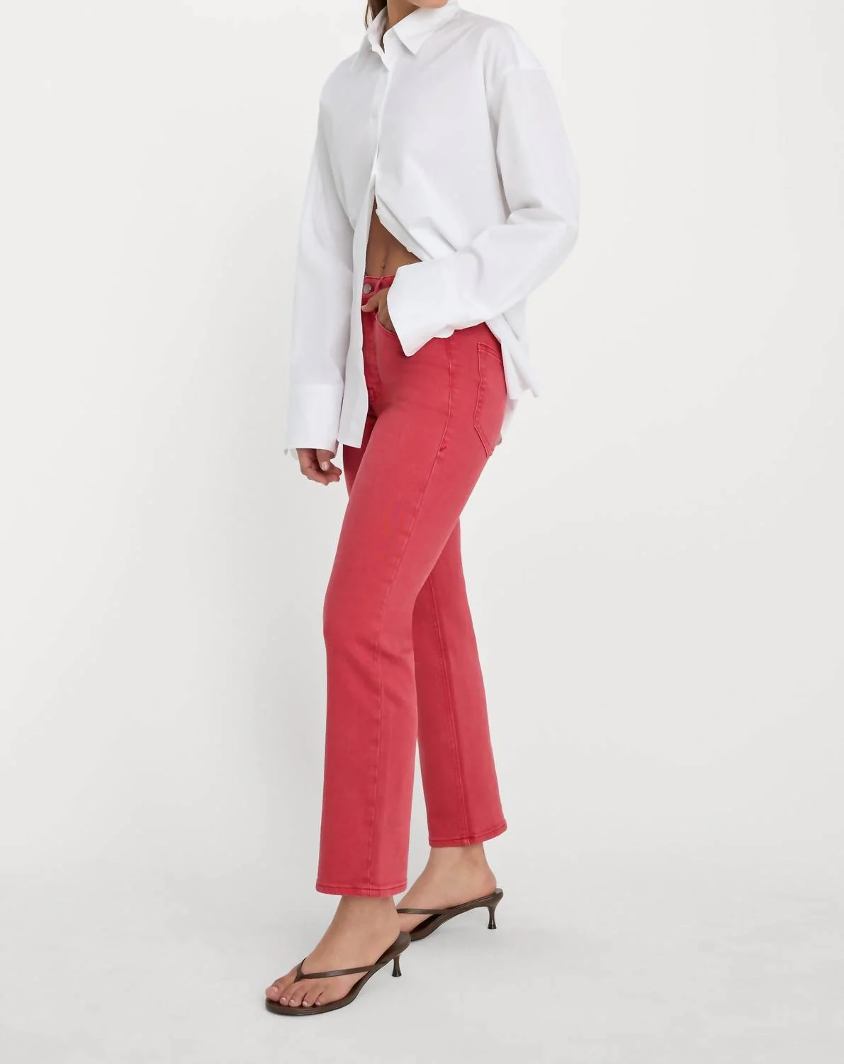 Good Icon Ankle Jeans In Cherry Red - Image 4